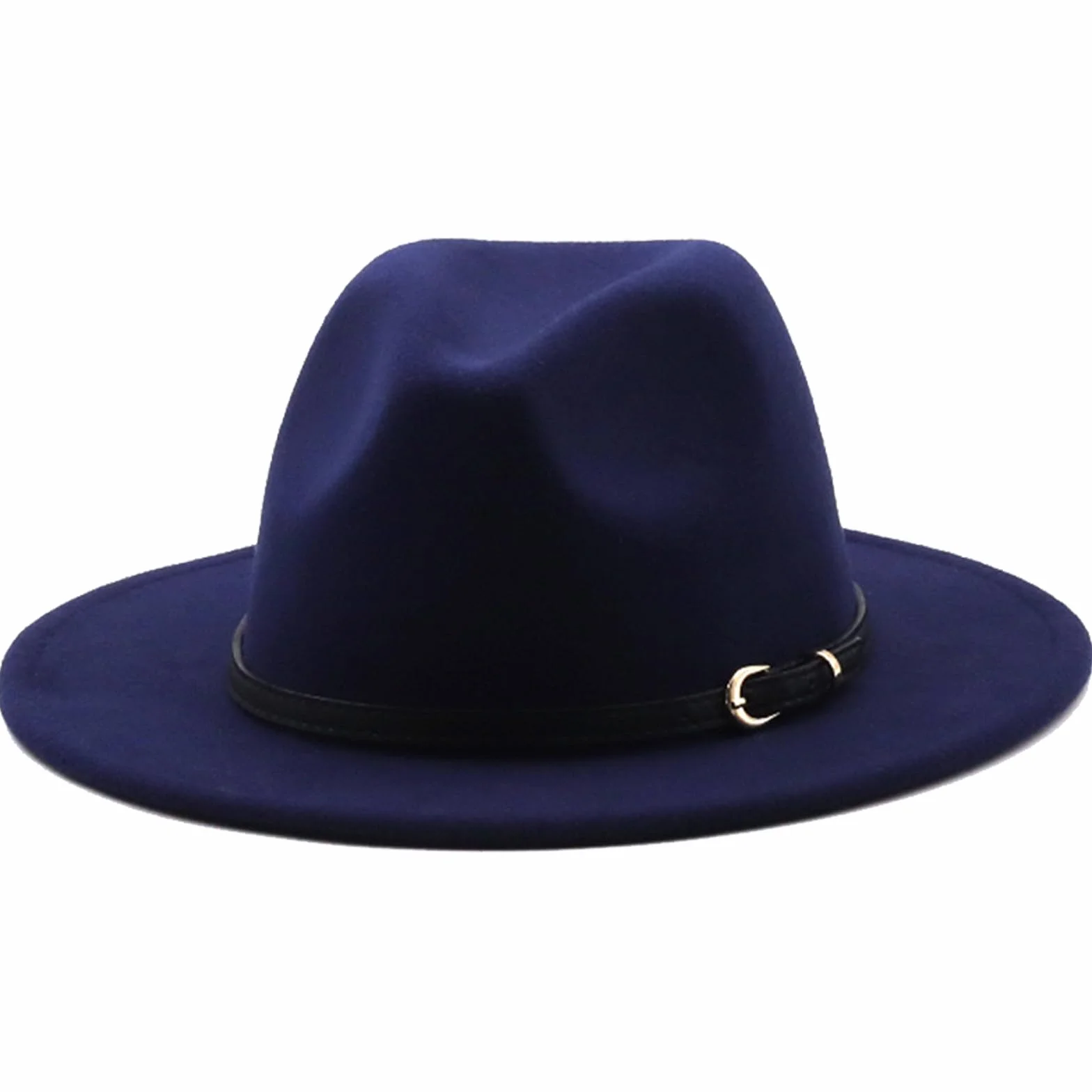 HEYANN Klasyczny kapelusz Fedora z szerokim rondem z klamrą do paska, filcowy kapelusz Trilby, kapelusz panamski, kapelusz jazzowy dla kobiet i mężczyzn