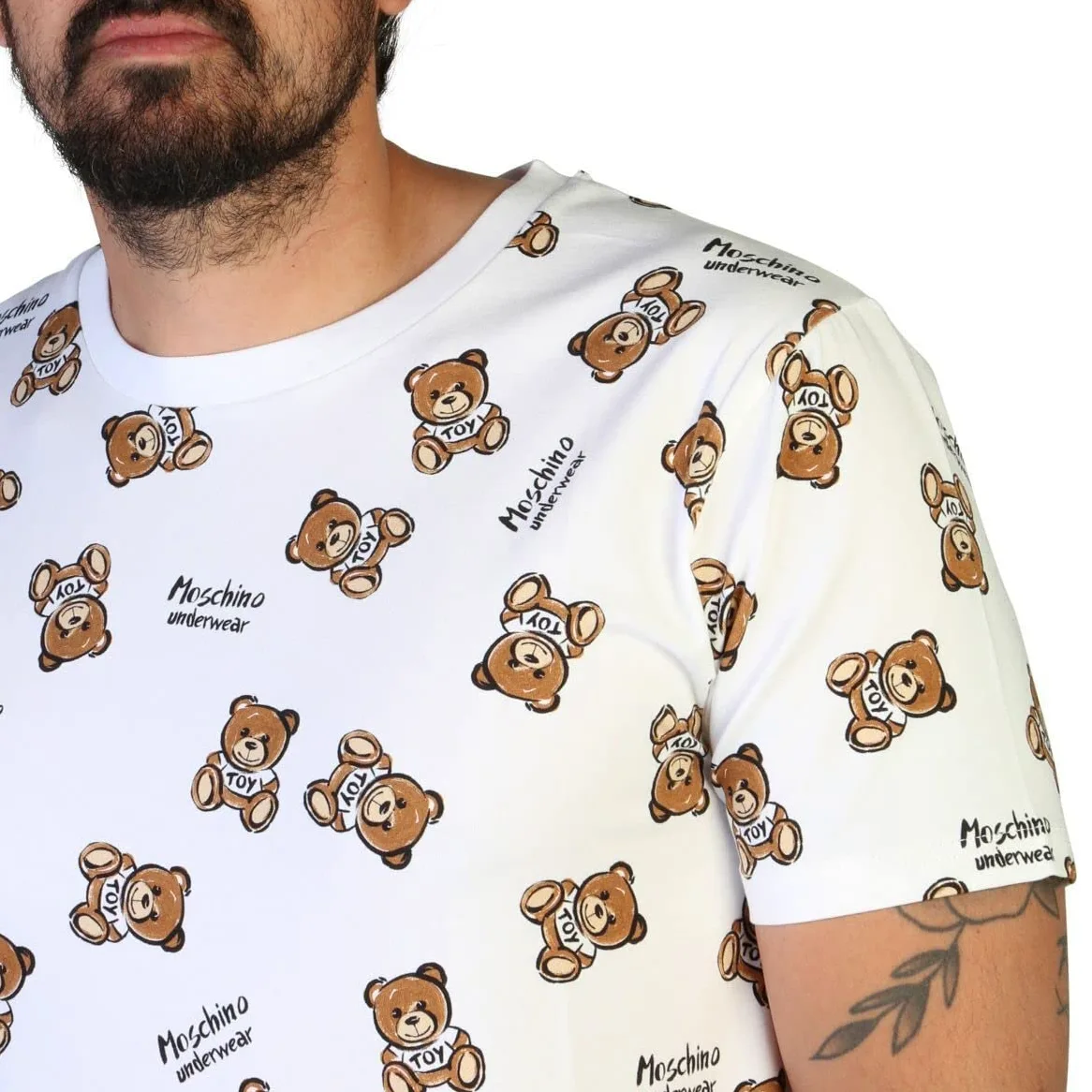 T shirt uomo Moschino logo bear bianco ES23MO17 V1A0702 4417