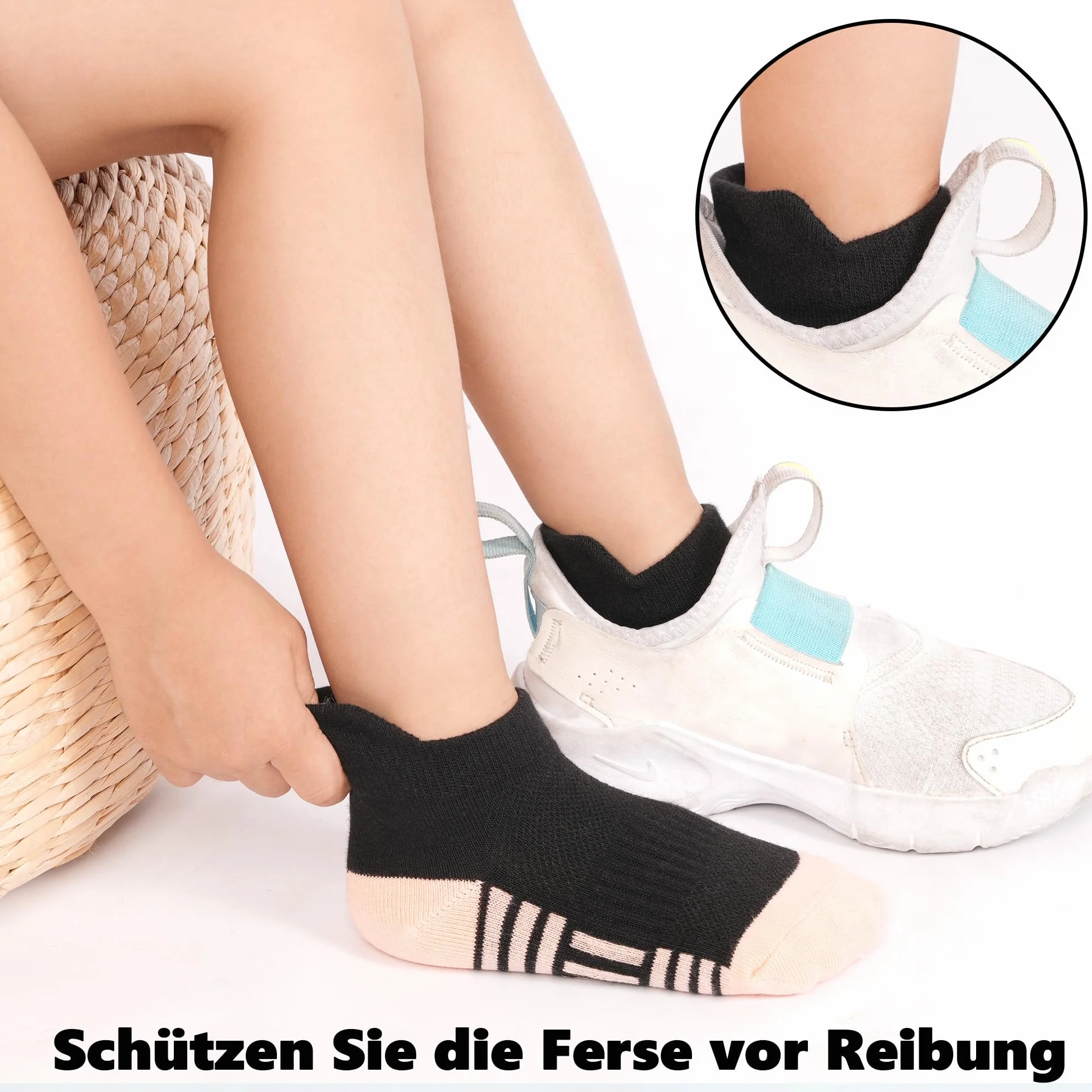 GENTABY Dziewczęce skarpety do sneakersów, dla dzieci, kolorowe skarpety sportowe, do szkoły, 12 par, klasyczne kolory, czarno-białe, oddychające, bawełniane skarpety dla dzieci w wieku 1-14 lat, 20