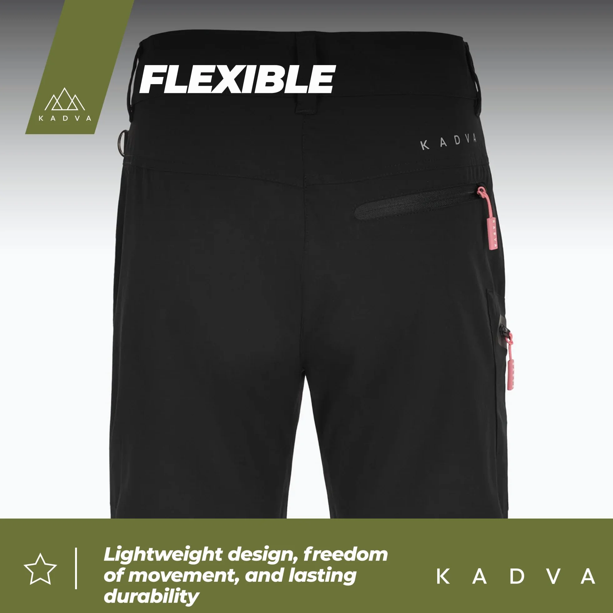 KADVA Reto szorty damskie XS – outdoor, trekking, styl sportowy, oddychające, szybkoschnące, regularny krój, regulowany ściągacz, 4 kieszenie, idealne do wędrówek i na co dzień