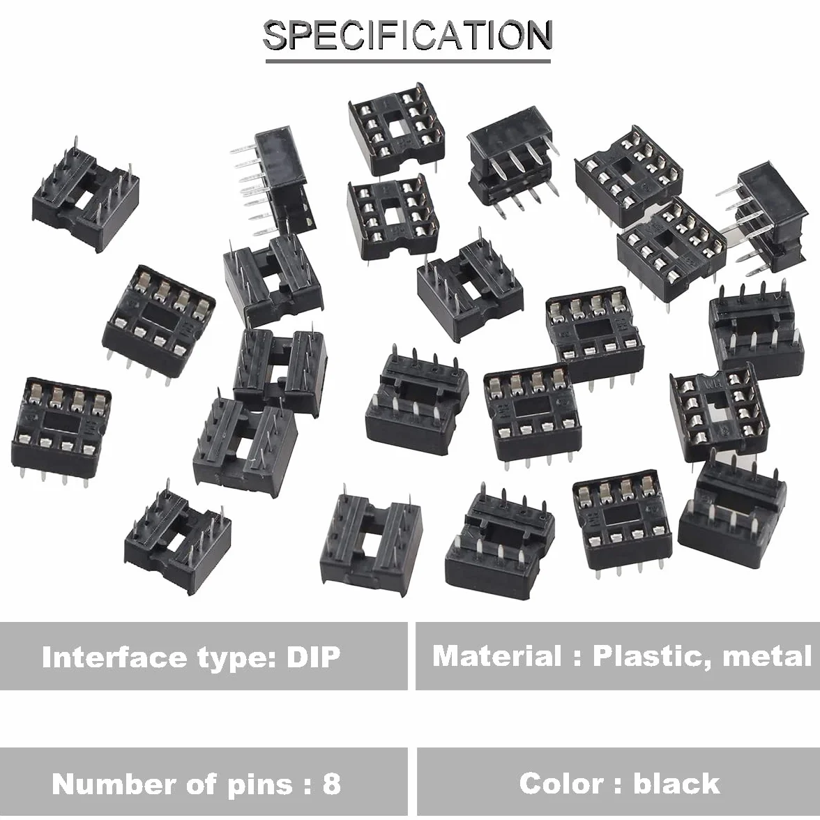 100 sztuk DIP-IC cokół 8-biegunowy odstęp 2,54 mm adapter gniazda IC typ lutowania płaskie komponenty IC wysokiej jakości z trzpieniem z drutu cynowego do eksperymentów elektronicznych do samodzielnego wykonania
