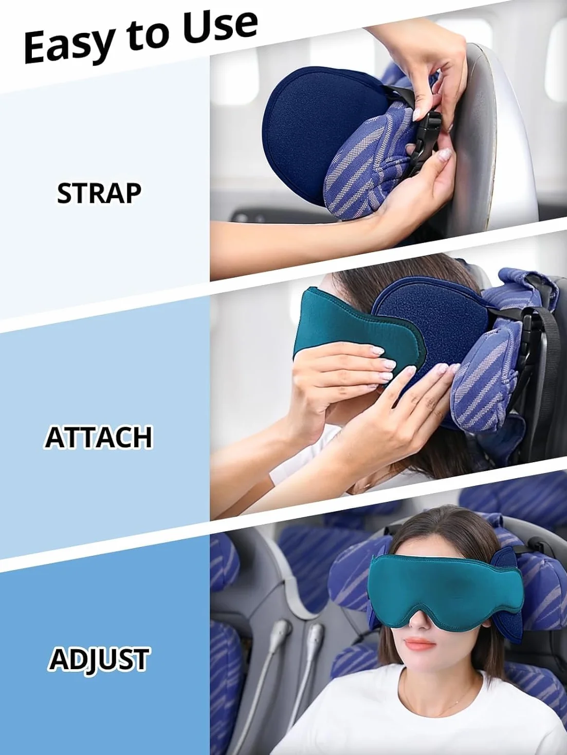 Inspireyes Poduszki podróżne 360° wsparcie głowy, miękka poduszka samolotowa z maską 3D do spania
