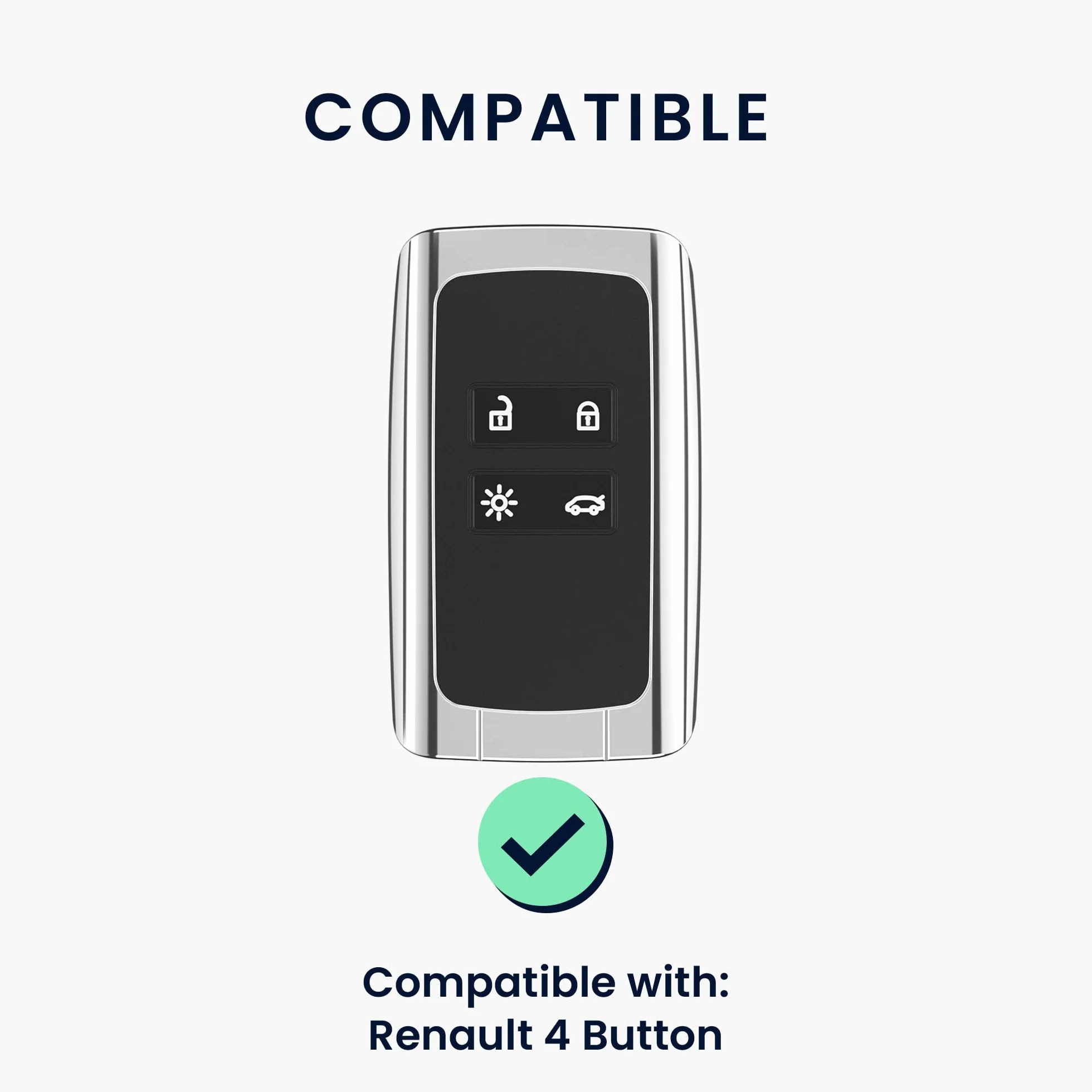 kwmobile Etui na kluczyki samochodowe kompatybilne z Renault z 4-przyciskowym kluczem samochodowym (tylko Keyless Go), matowe etui na kluczyki samochodowe ze skóry PU z brelokiem, pokrowiec na brelok