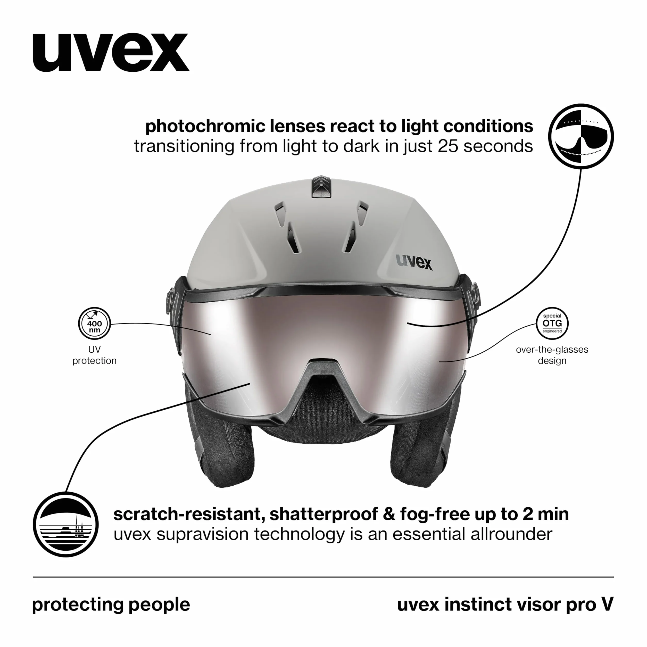 UVEX INSTINCT VISOR PRO V GREY M 59-61