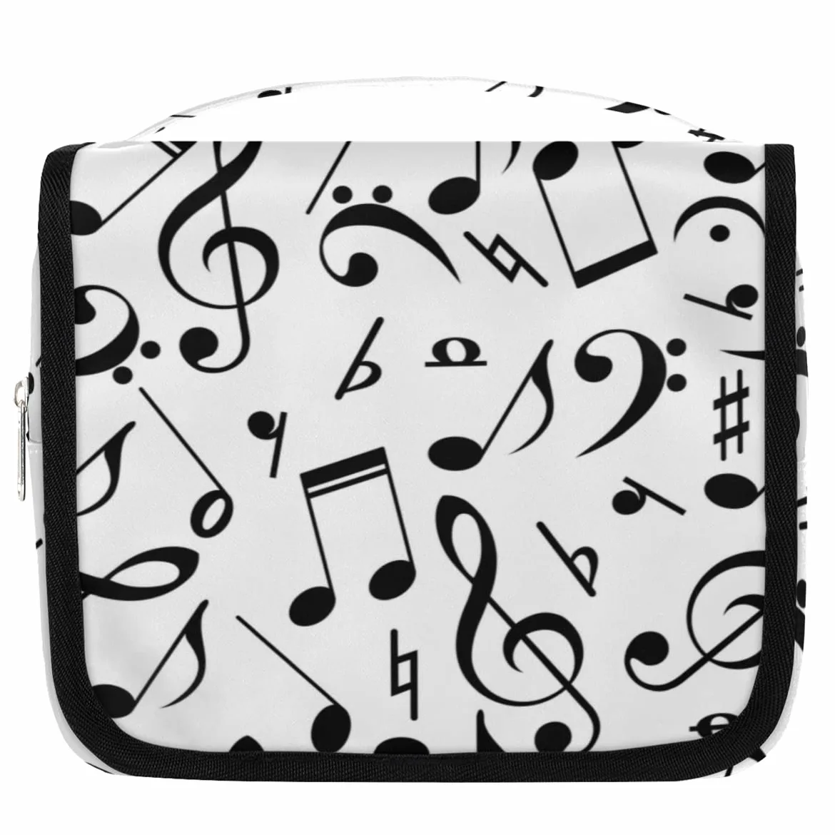 Nuty Muzyka Podróżna Kosmetyczka Czarne Nuty Mycie Torba Unisex Wiszące przybory toaletowe Kosmetyczka Organizer do makijażu, wielobarwny, Jeden rozmiar