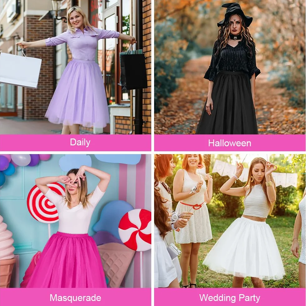 AUYAO Damska krótka spódnica Tutu, spódnica do tańca baletowego, styl retro, baletowa spódnica do tańca, kolorowa warstwowa spódnica Tutu z siateczki dla dziewcząt i kobiet, impreza taneczna, cosplay