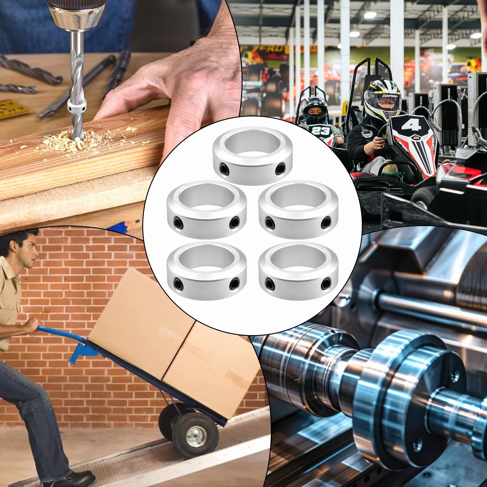 Mbsomnus 5 sztuk pierścieni nastawczych 16 mm pierścień zaciskowy ID 16 mm AD 26 mm szerokość 10 mm pierścienie nastawcze wał do kół Axle przekładni maszyn CNC