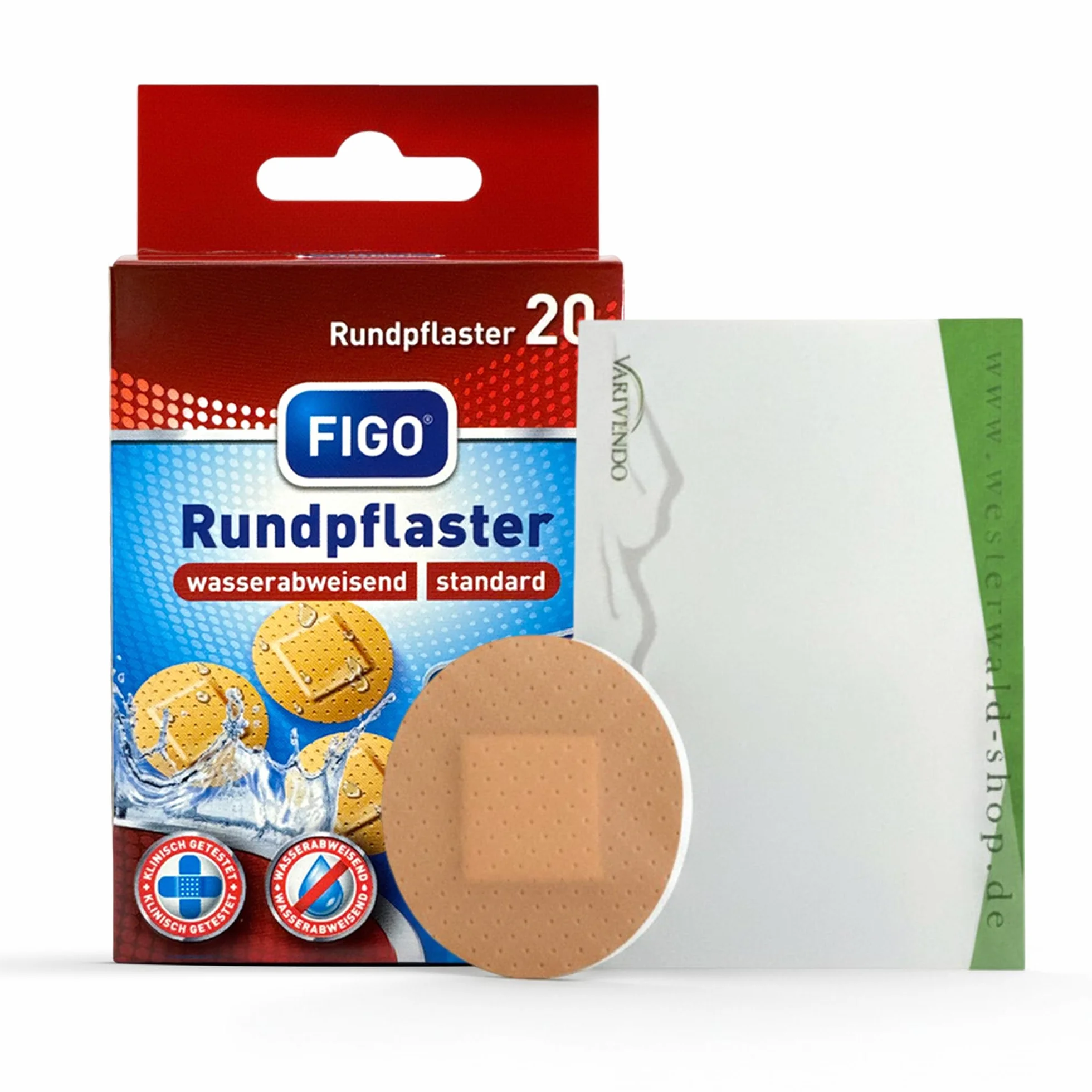 Figo Opakowanie 20 plastrów okrągłych w kolorze cielistym, z notatnikiem varivendo (40 plastrów)