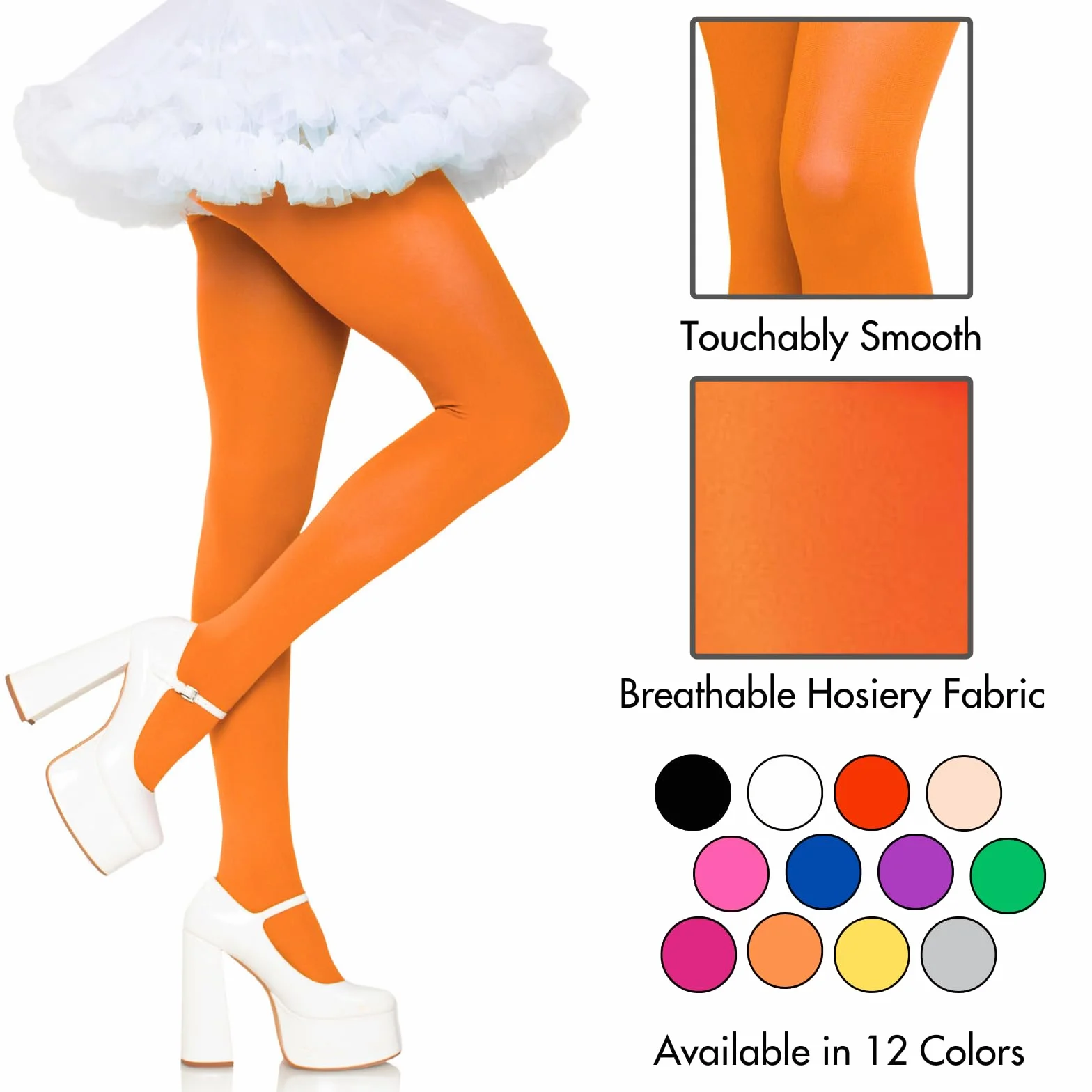 LEG AVENUE 7300 Nylon Opaque Pantyhose Rozmiar Uniwersalny Pomarańczowy
