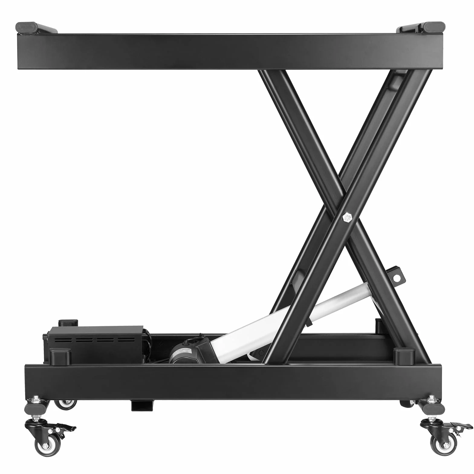 VEVOR Elektryczny stół podnoszący, 76 x 44 cm, nośność 150 kg, podnośnik nożycowy, 200 do 710 mm, z regulacją wysokości, podnośnik kawowy z 4 kółkami, do obsługi materiałów i transportu, czarny