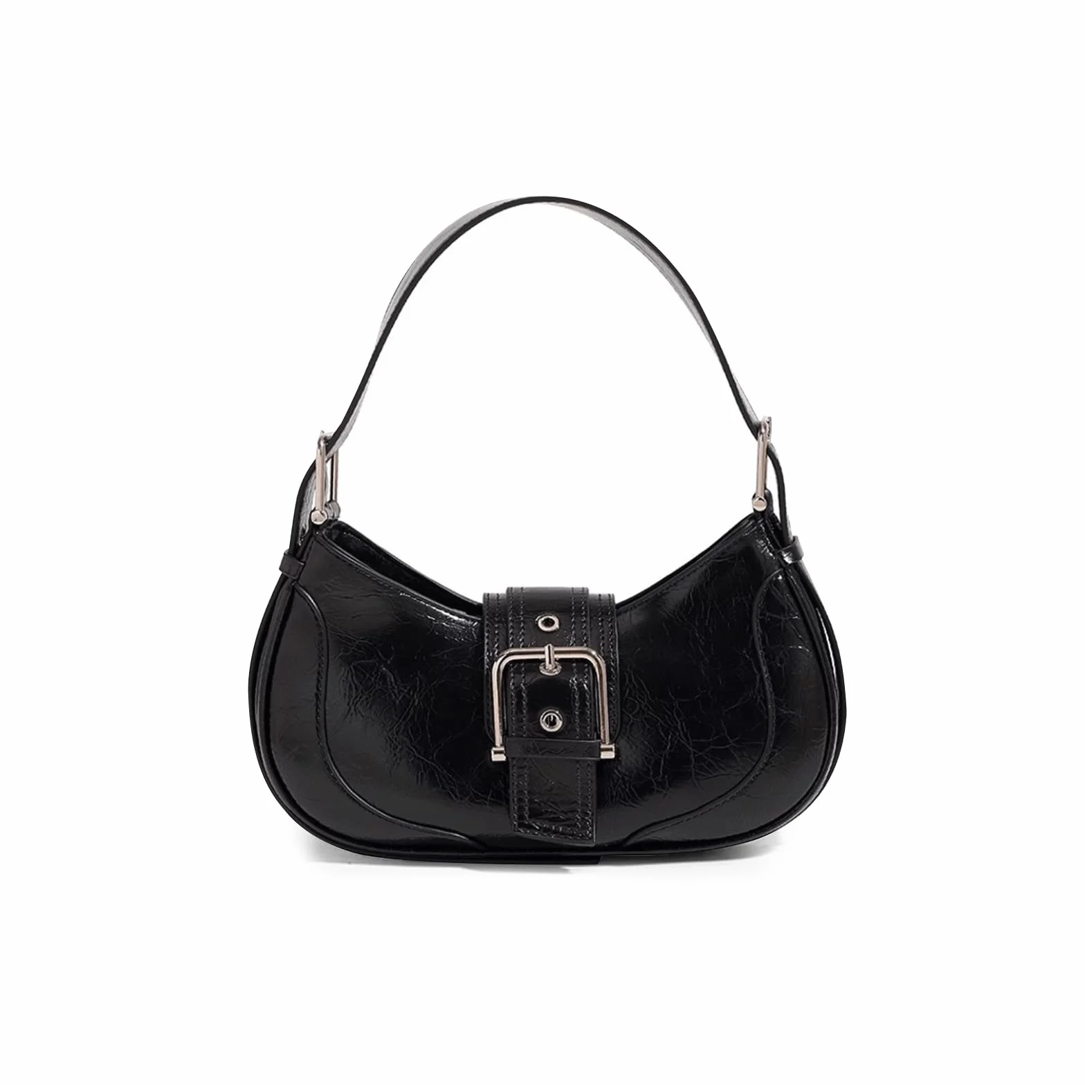 Y2K torebka damska, mała, w stylu vintage, ze skóry PU, torba hobo bag z metalową dekoracją, półksiężyc, torba na ramię, torba na zakupy, podróże, do pracy