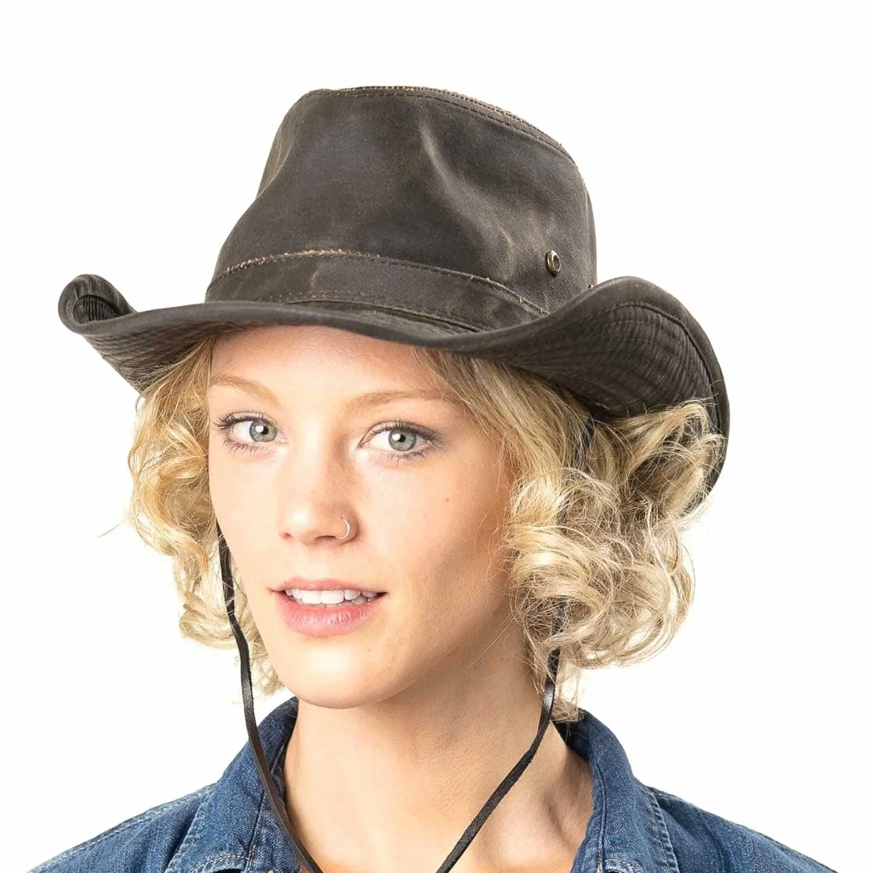 Stetson Kapelusz Outdoorowy DiazKobiety/Mężczyźni - kowbojski tekstylny efekt vintage Z paskiem na podbródek, lamowanym brzegiem ronda,