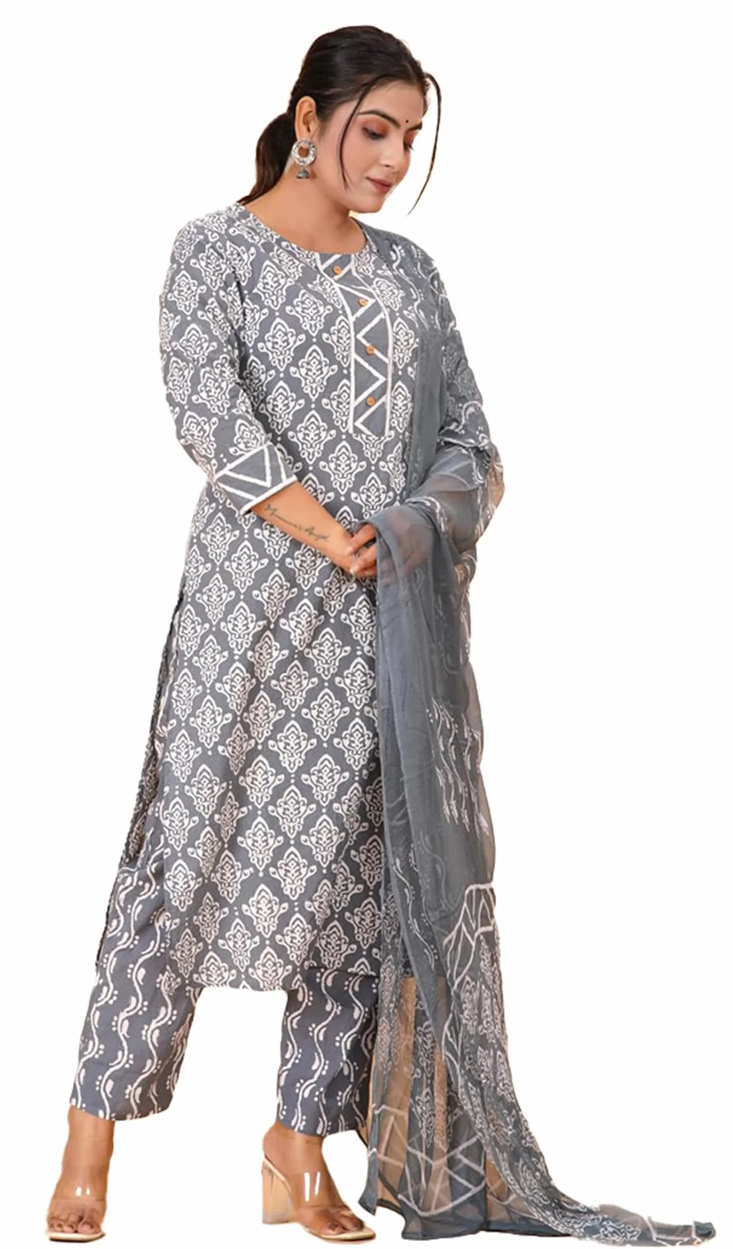Indyjski Prosto Kurta Spodnie Zestaw dla Kobiety Czysta Bawełna Kurti Spodnie z Dupatta