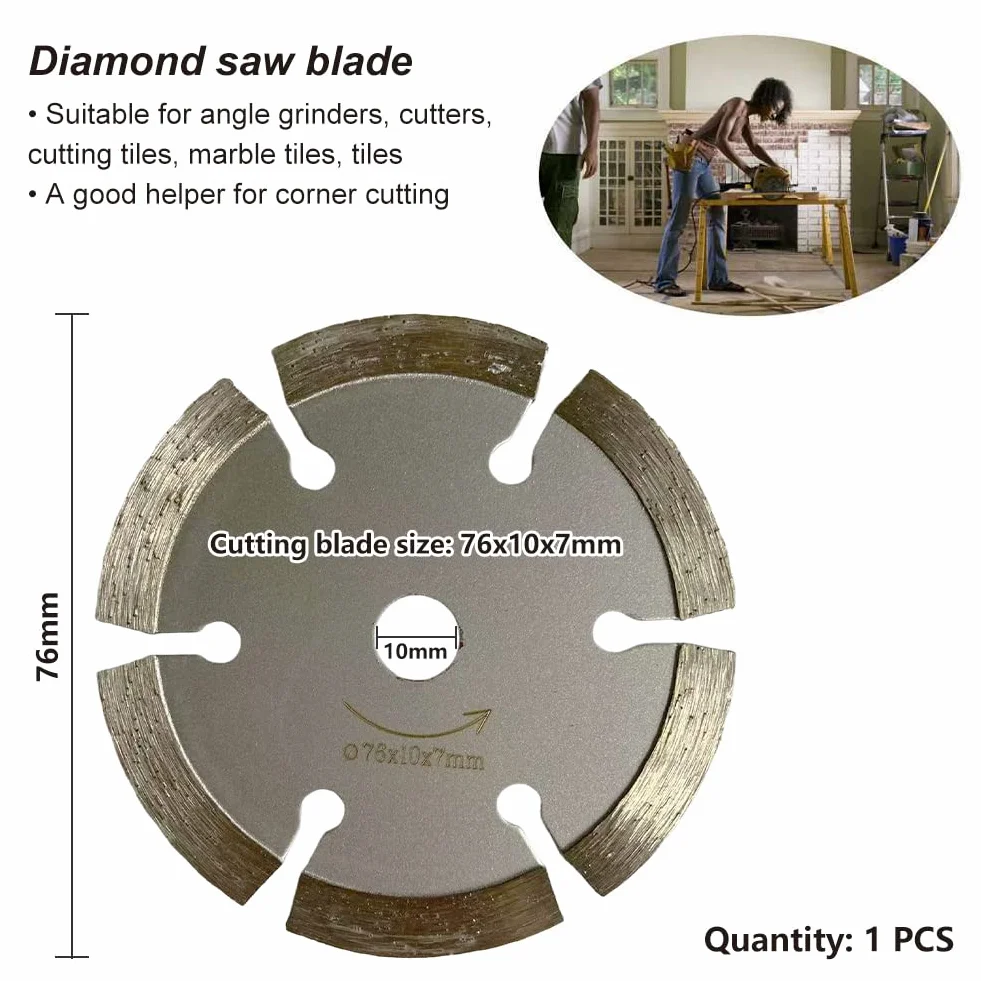 SEMINISMAR Tarcze diamentowe 76 mm, tarcza do piłowania 76 mm, tarcza tnąca, diamentowa, do twardych płytek, kompatybilna z tarcza kątowa