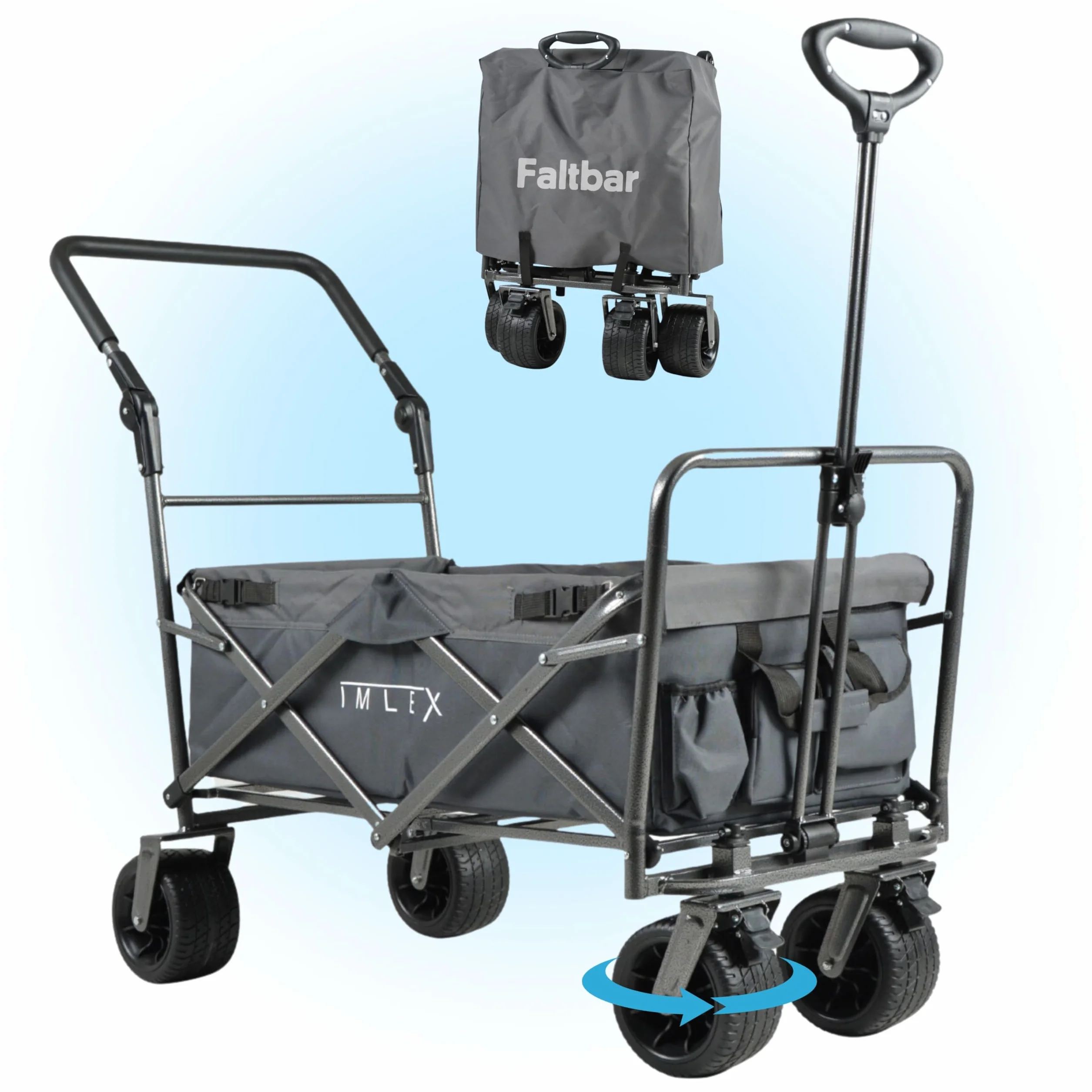 IMLEX IM-4275 składany wózek transportowy z uchwytem przesuwnym (szary)
