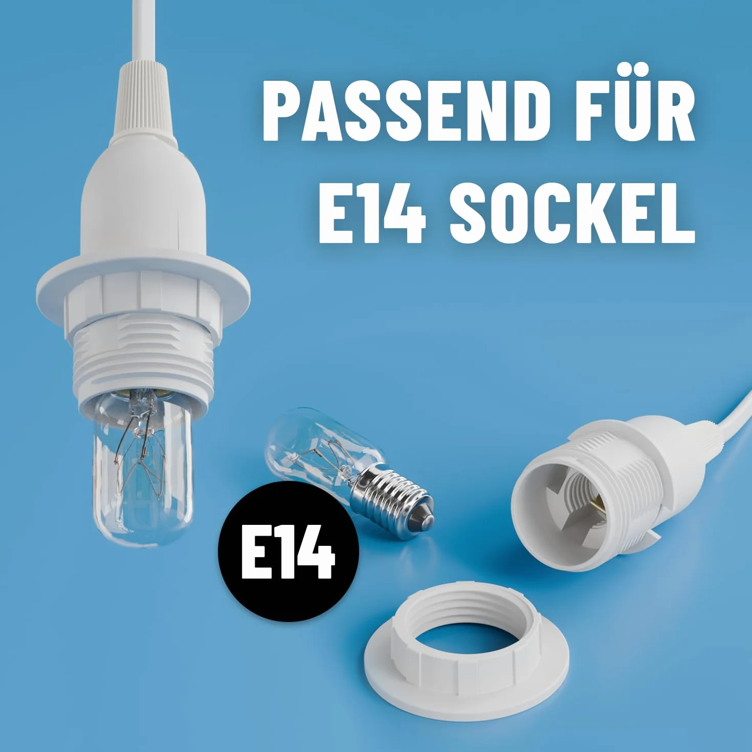 greate 2 x oprawka lampy E14 z kablem i przełącznikiem, biała, 3,5 m, maks. 60 W, 250 V, materiał kabla PCW