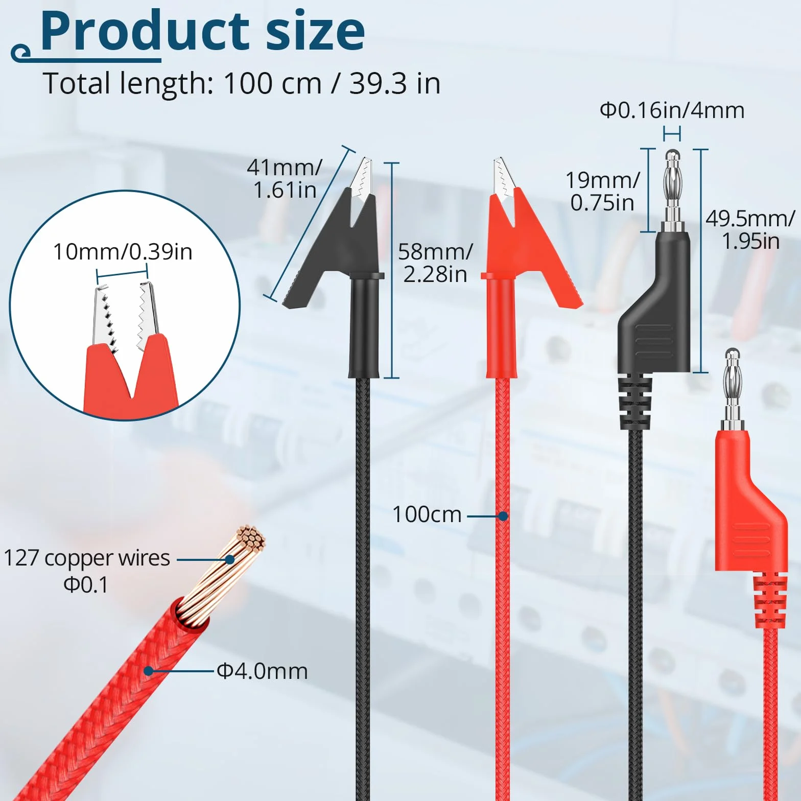 1 m 15 A, 1000 V, kabel do testowania, do multimetru, laboratoriów, napraw elektrycznych
