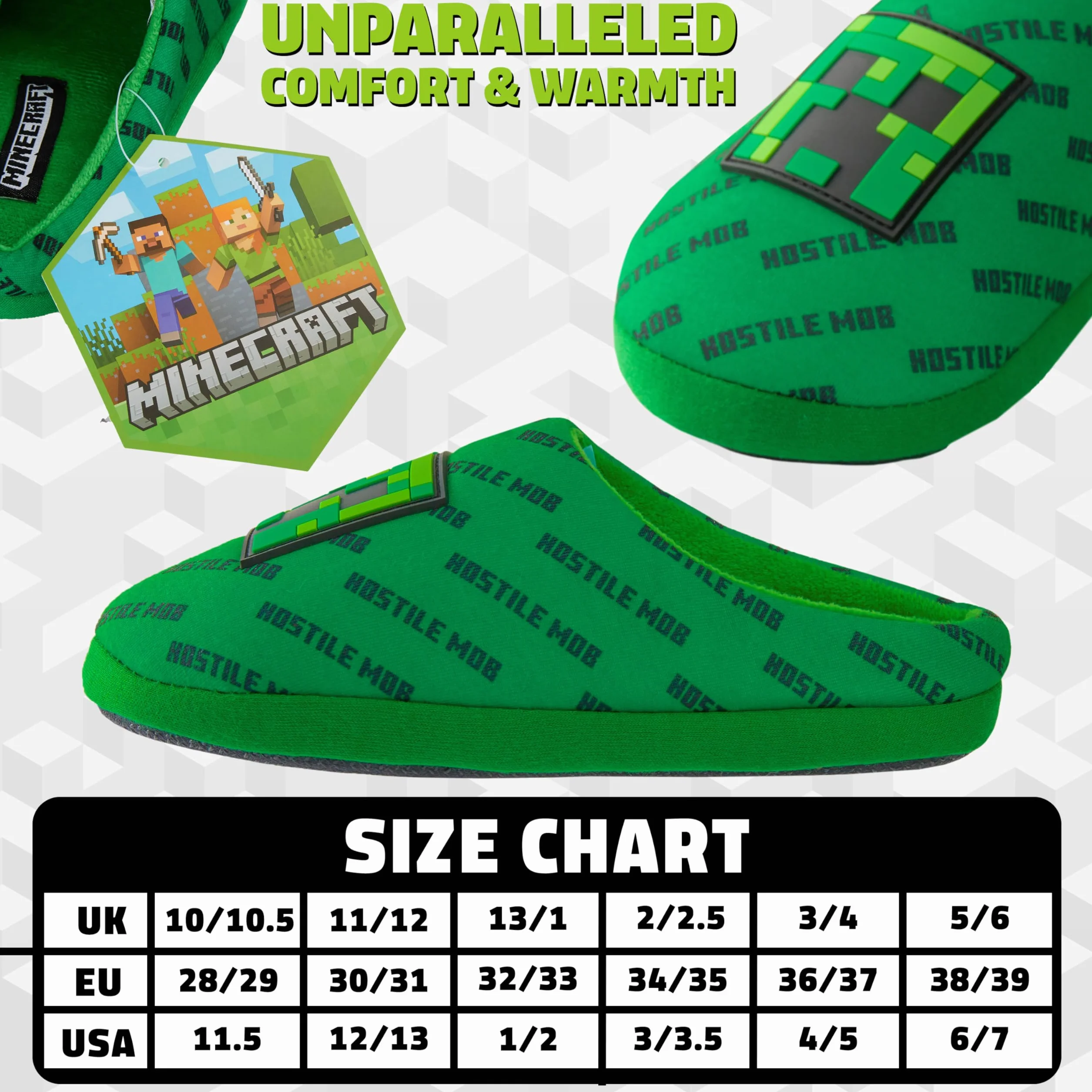 Minecraft Kapcie dziecięce domowe 3D Creeper