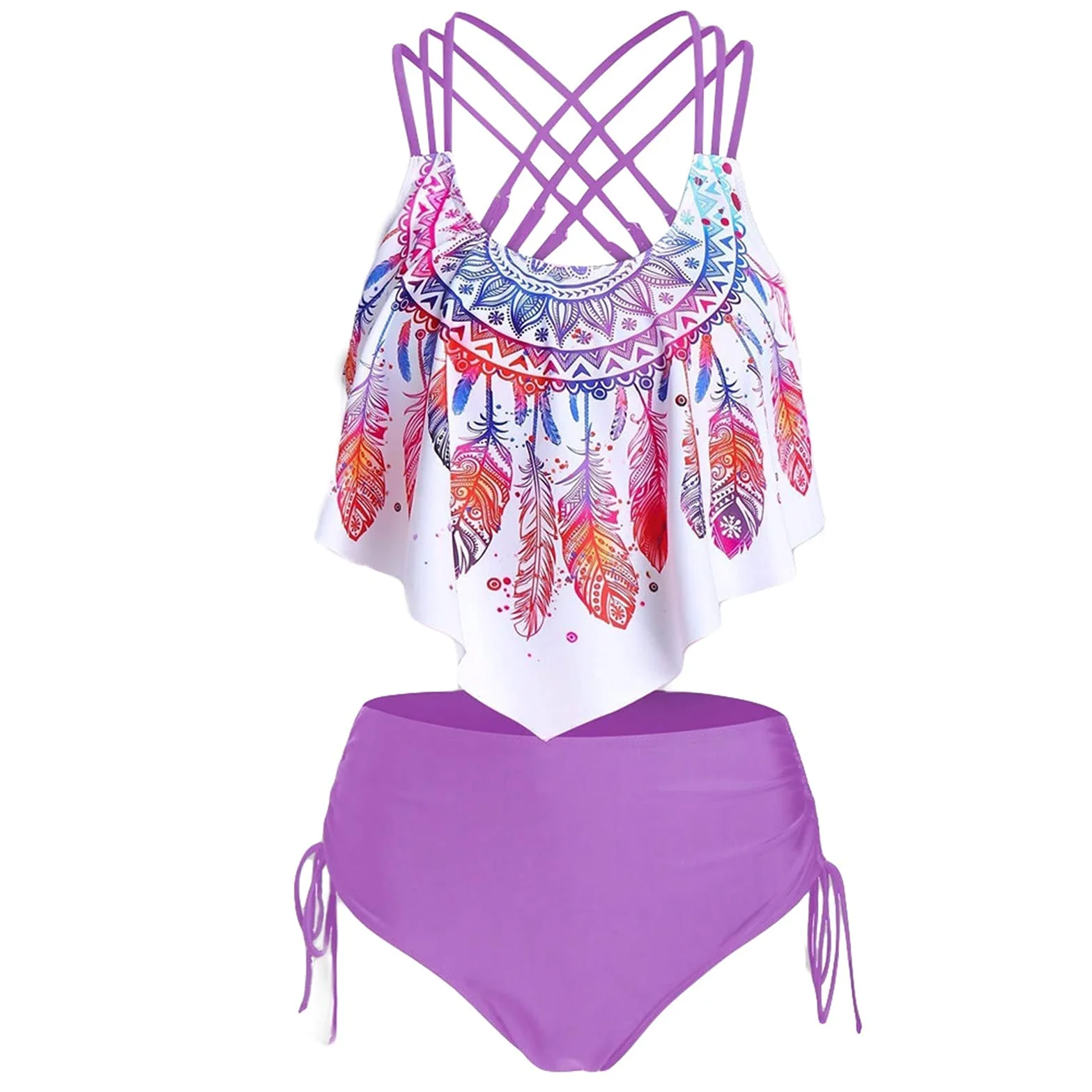 Dwuczęściowy strój kąpielowy seksowne bikini kobiety strój kąpielowy wyściełane stroje kąpielowe zestaw bikini z falbanką strój plażowy push up strój kąpielowy zestaw bikini do pływania (DS)