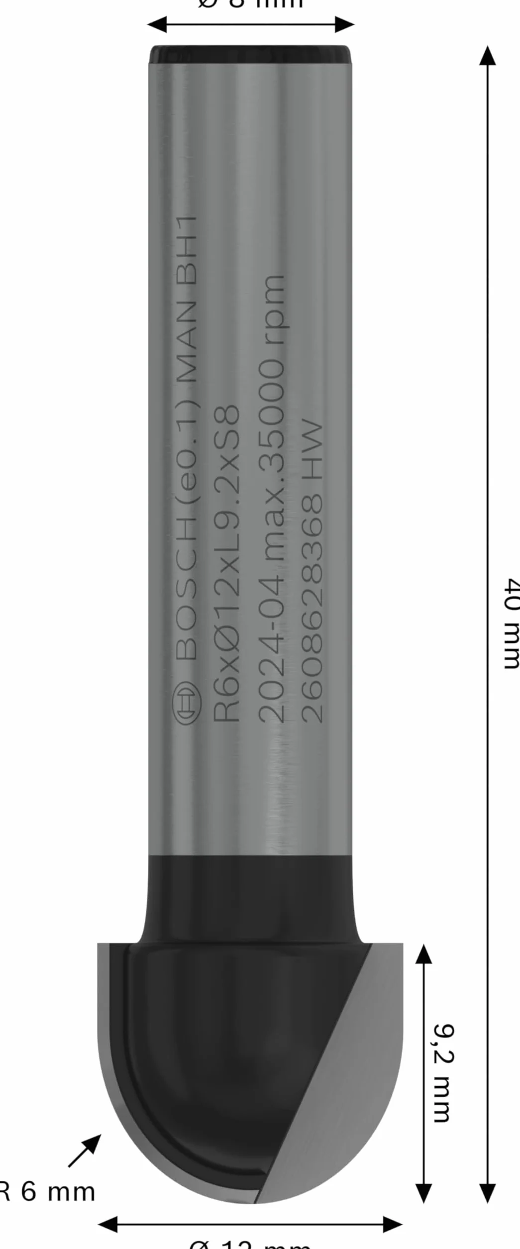 Bosch 1x Frez PRO promieniowy wypukły (do Miękkie drewno, Twarde drewno, Ø 12 mm, Professional Akcesoria Frez ręczny, Frez krawędziowy)