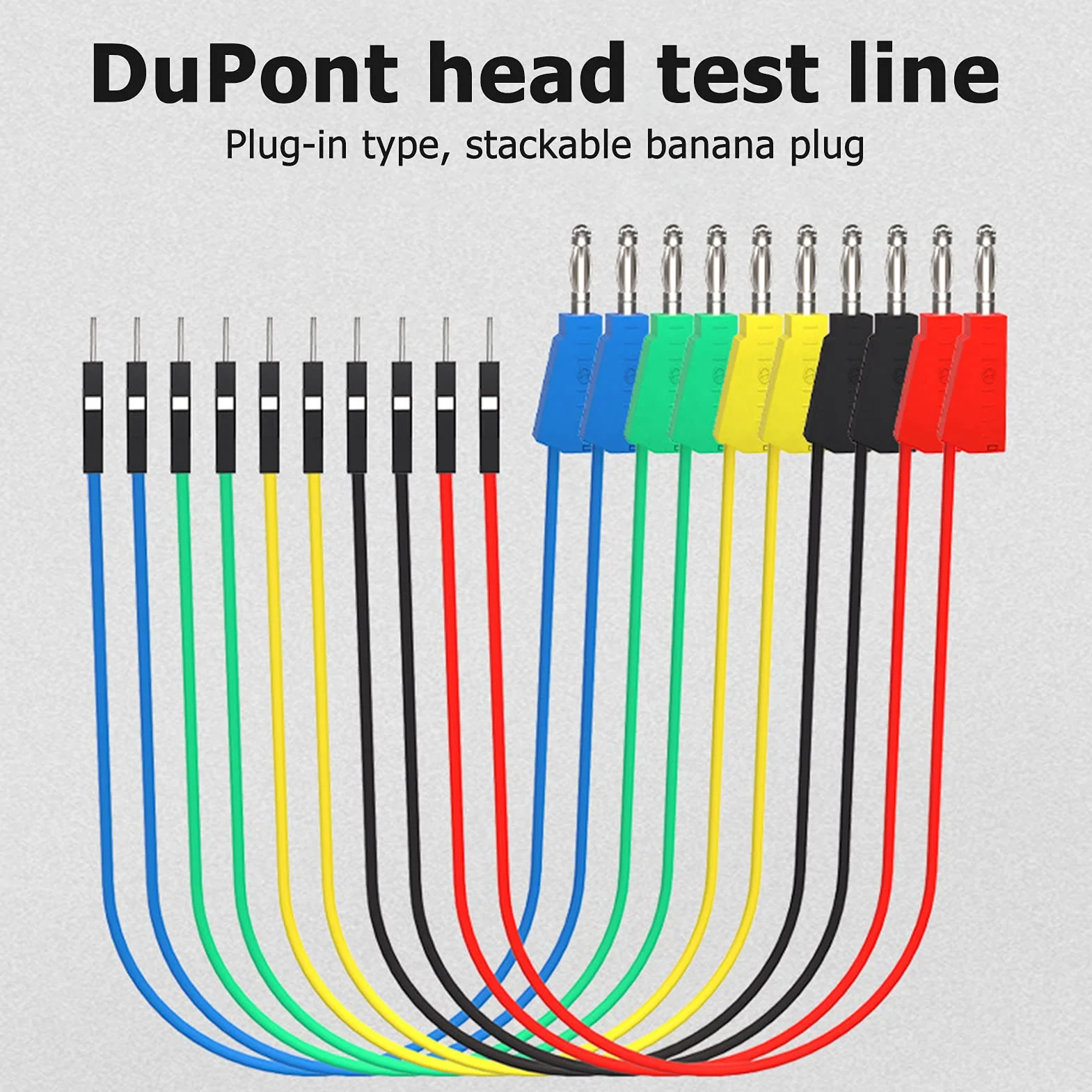 Elastyczne silikonowe przewody pomiarowe, 10 sztuk wtyków bananowych do deski wtykowej, męskie przewody mostkowe, miękkie silikonowe przewody pomiarowe do multimetru, testów diagnostycznych w