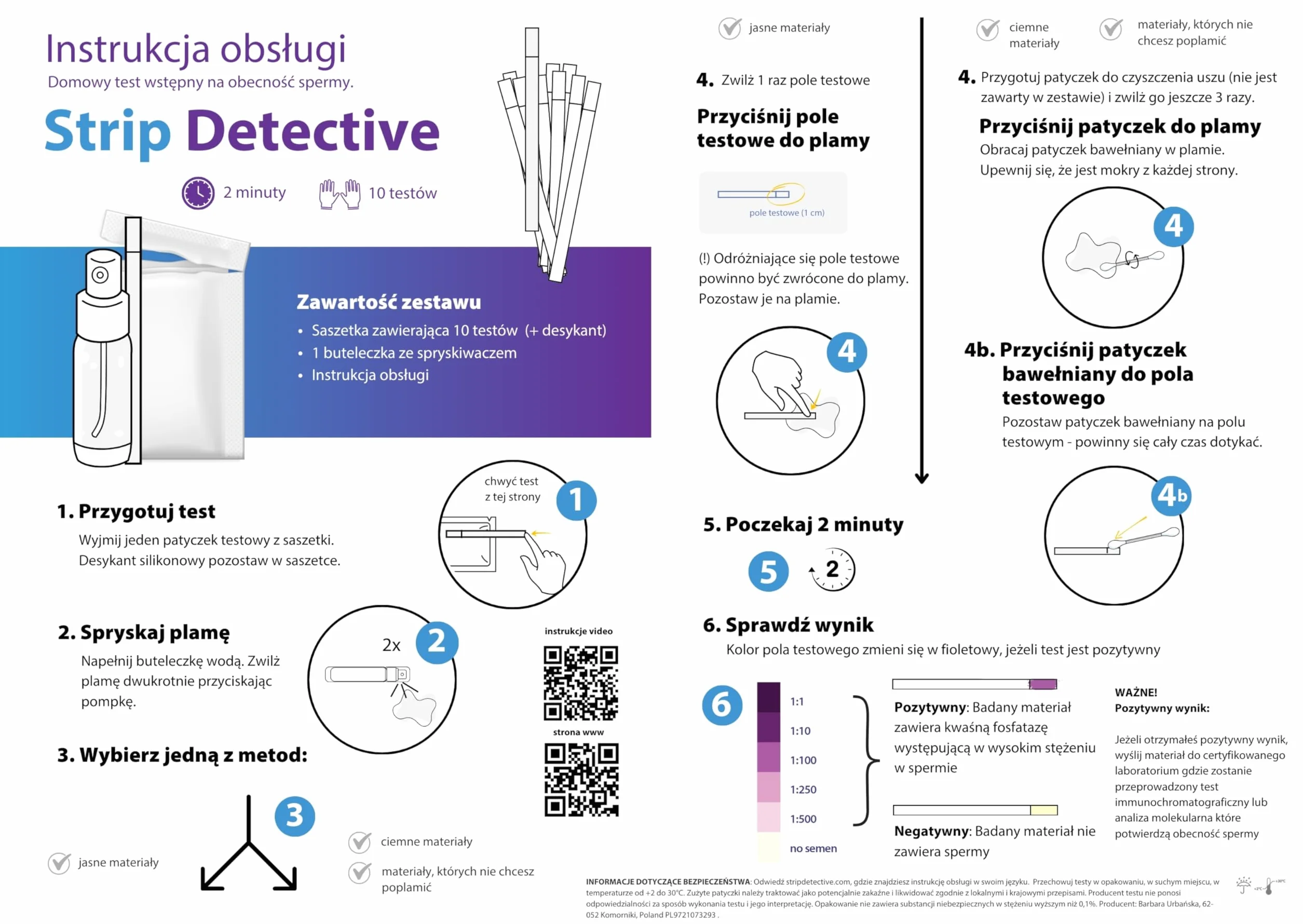 Test wykrywający nasienie Strip Detective - Test Zdrady 10szt w opakowaniu