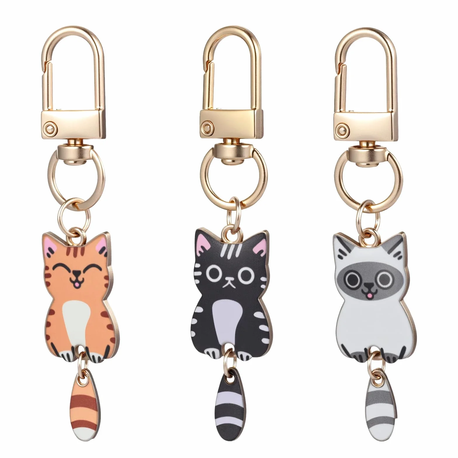 Ouligay 3 sztuki breloczków do kluczy z kotem, mały kot, zawieszka do torebki, prezenty dla miłośników kotów, Cute Cat Keychain Bag Charms, wypełnienie kalendarza adwentowego 2025, prezenty świąteczne