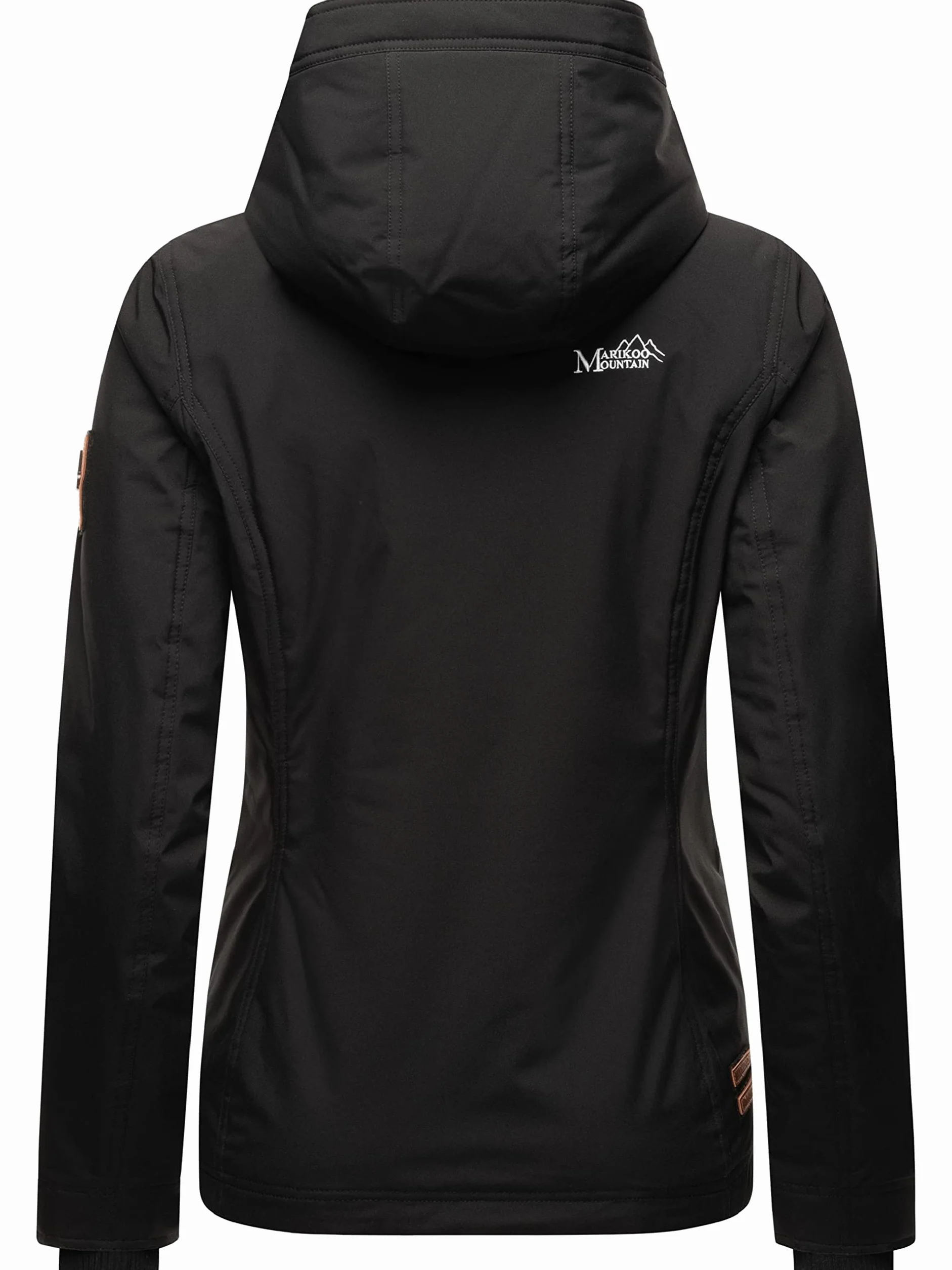 MARIKOO Lekko wyściełana damska kurtka przejściowa, krótka kurtka outdoorowa z podszewką z dżerseju i dużym kapturem, jeżyna, XS-XXL