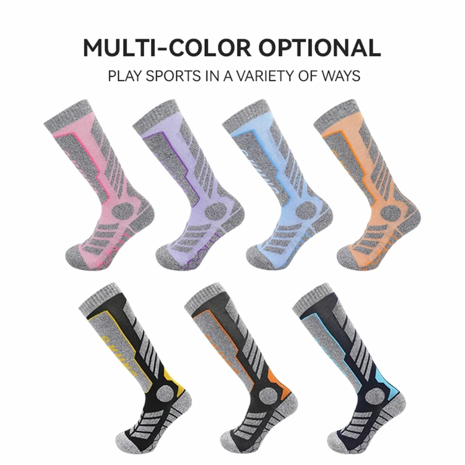 Fashion Thermal Ski Socks for Men – Thick Cotton Sports Compression Socks for Skiing, Snowboarding, Cycling, & Soccer