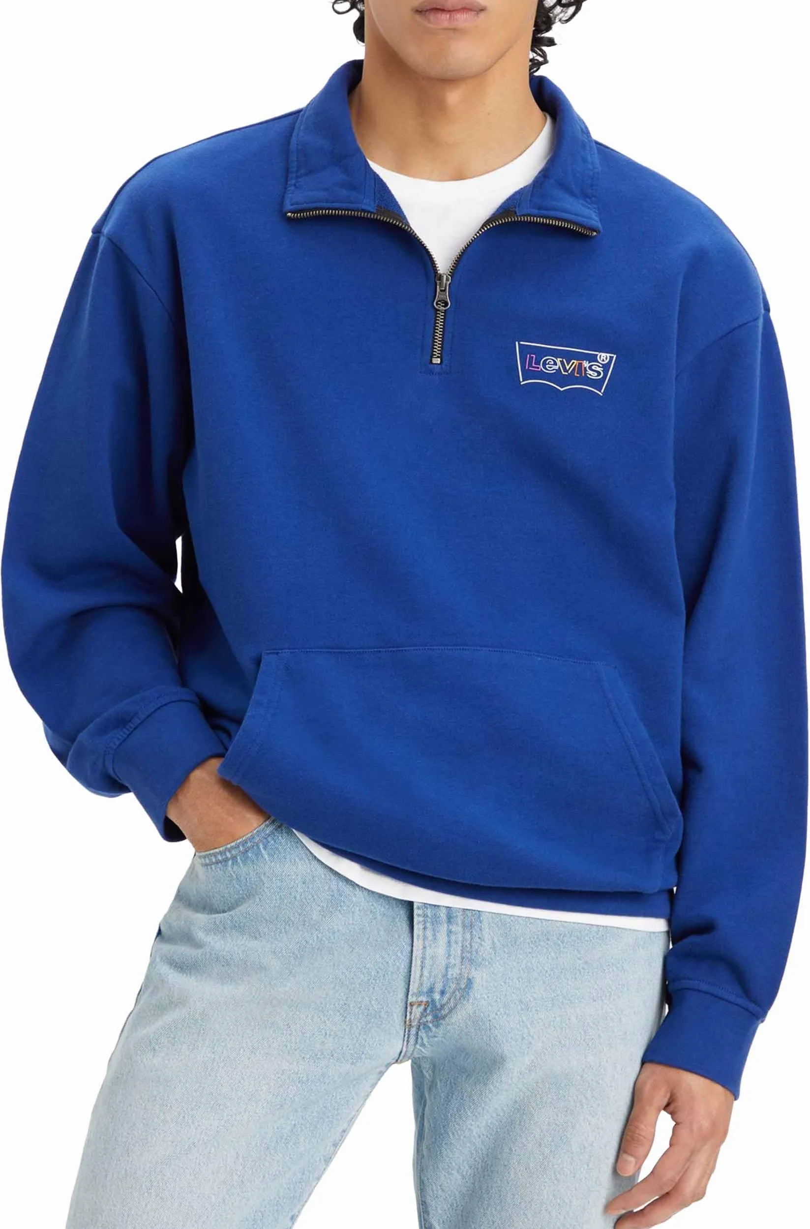 Levi's Mężczyźni Rlxd Graphic 1/4 Zip Pkt 0, Batwing Sodalite Blue, XS