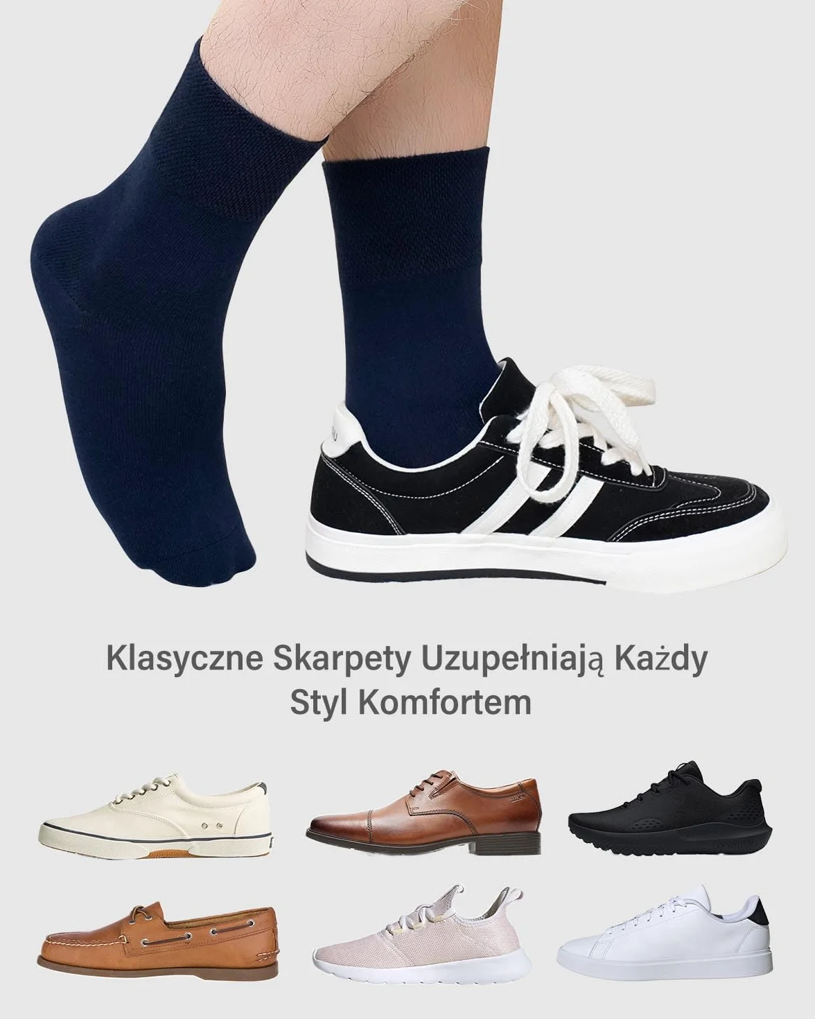 Skarpety Męskie bez ściągacza: Skarpety dla Diabetyków z Bawełny z Komfortowym Obrzeżem i Bez Szwów – Zdrowotne Skarpety dla Diabetyków z Obrzękami, do Pracy, Biura i Codziennego Użytku