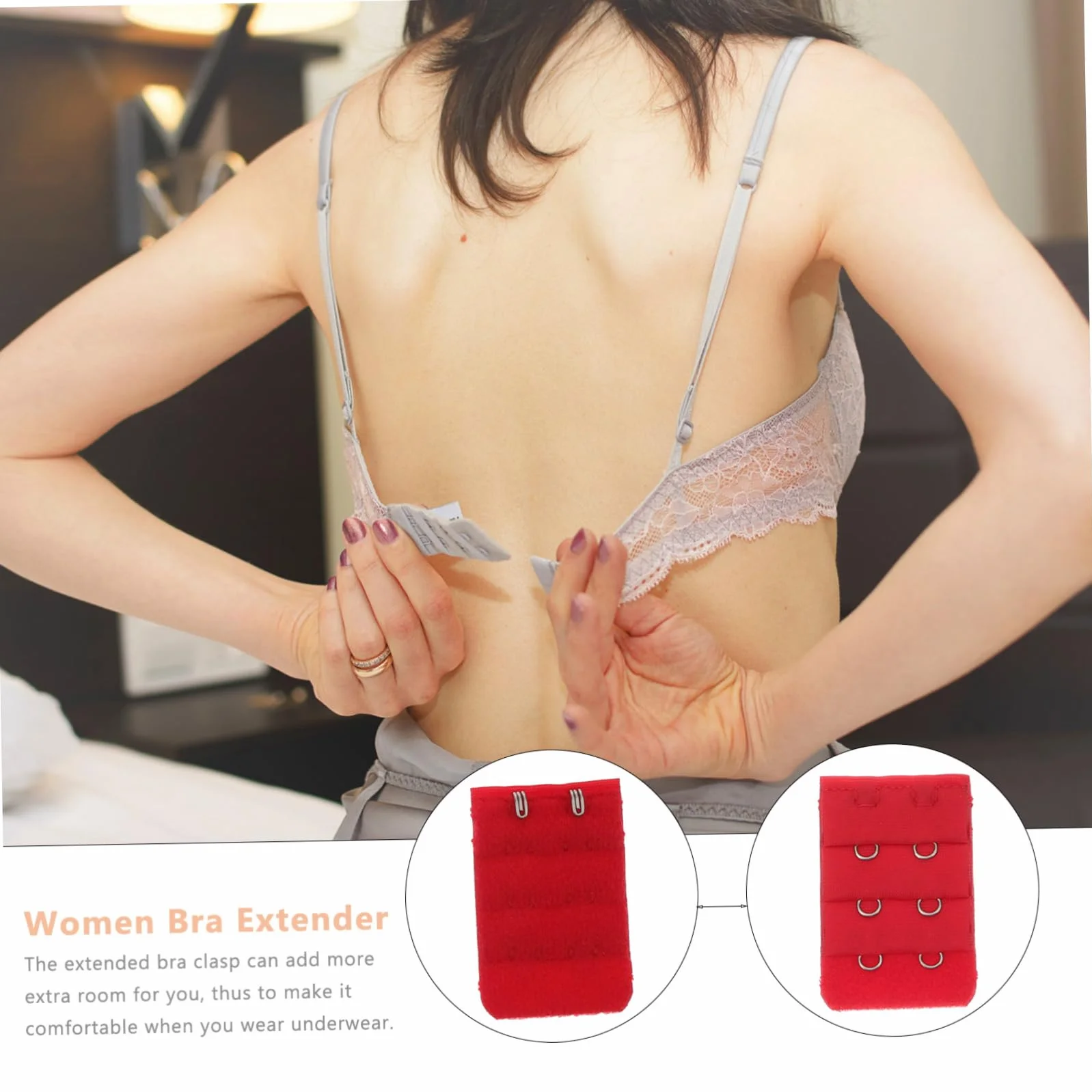 BESTYASH Zestaw Biustonoszy Essential Bra Kit 10 Szt Przedłużki Damskie Wąskie 3 Rzędy 2 Guziki Ułatwiające Dopasowanie Biustonosza