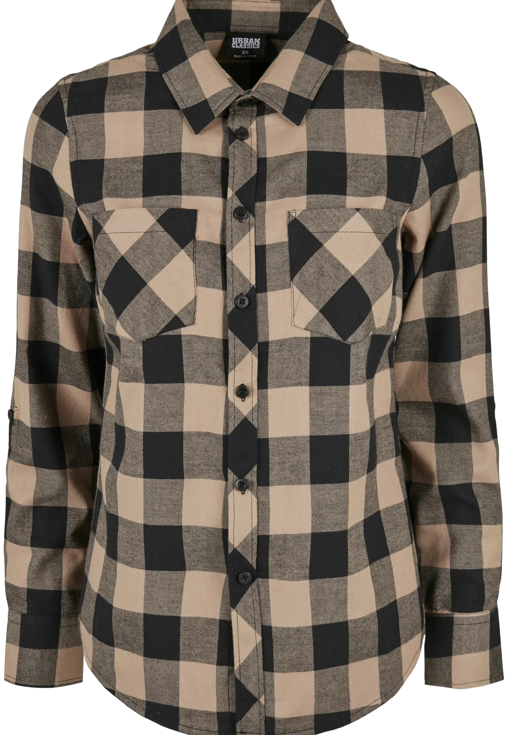 Urban Classics Damska koszula flanelowa w kratk?, Czarny/Softtaupe, M