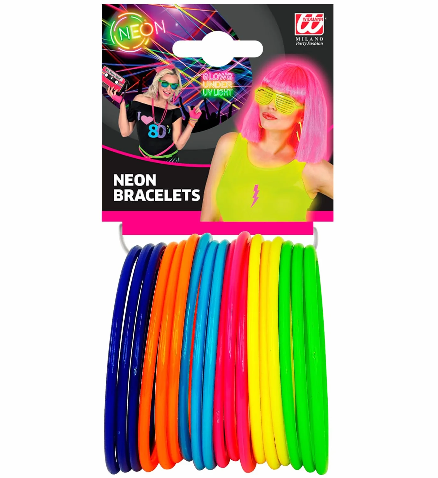 W WIDMANN MILANO Party Fashion 05844 18 sztuk wielokolorowych bransoletek na karnawał, imprezę tematyczną, 18 sztuk