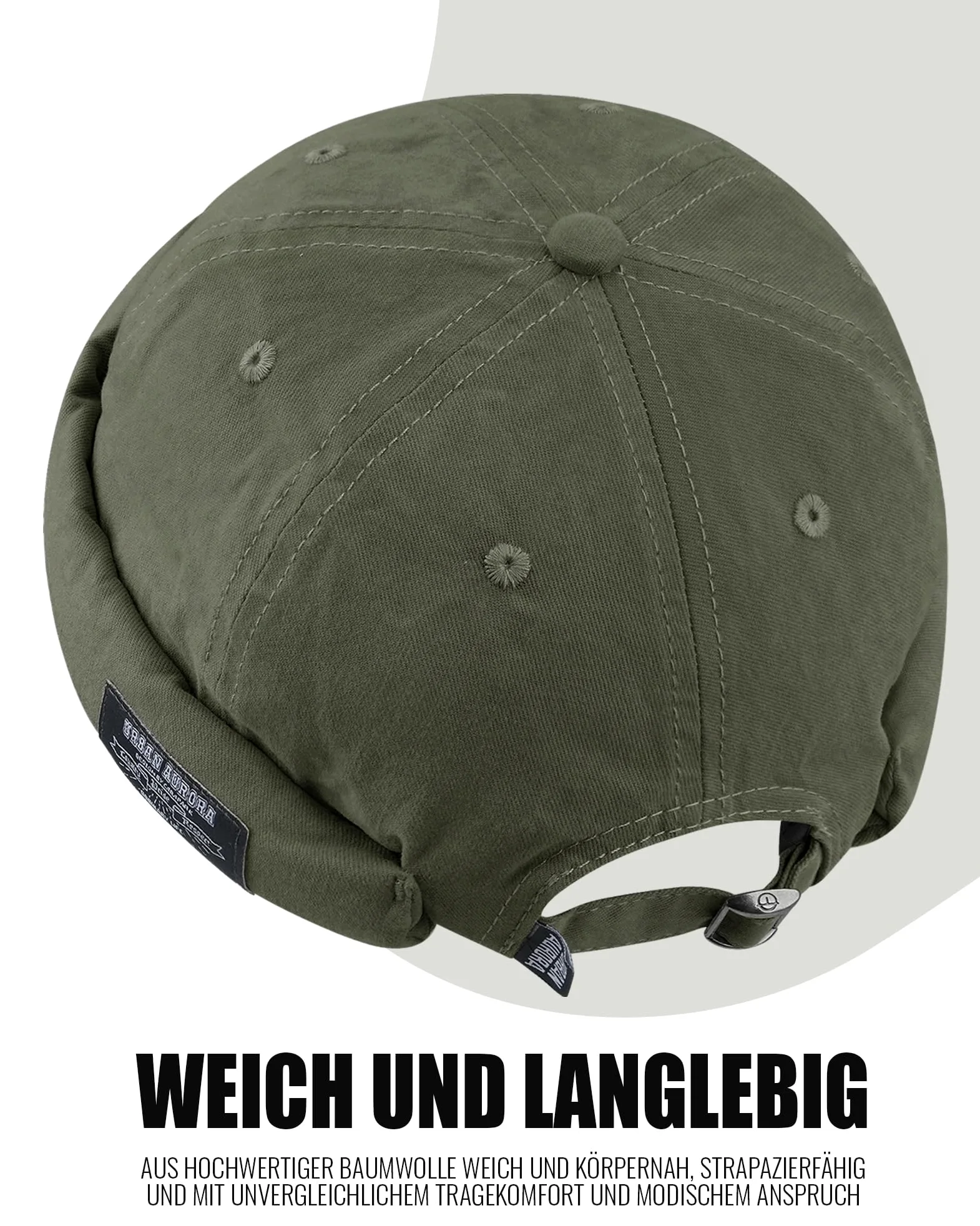 Clakllie Cotton Docker Cap Marynarska Portowa Oryginalna Męska Letnia Kryjąca Bez Daszka Zwijana Unisex, H-GD30-Zielony, Rozmiar Uniwersalny