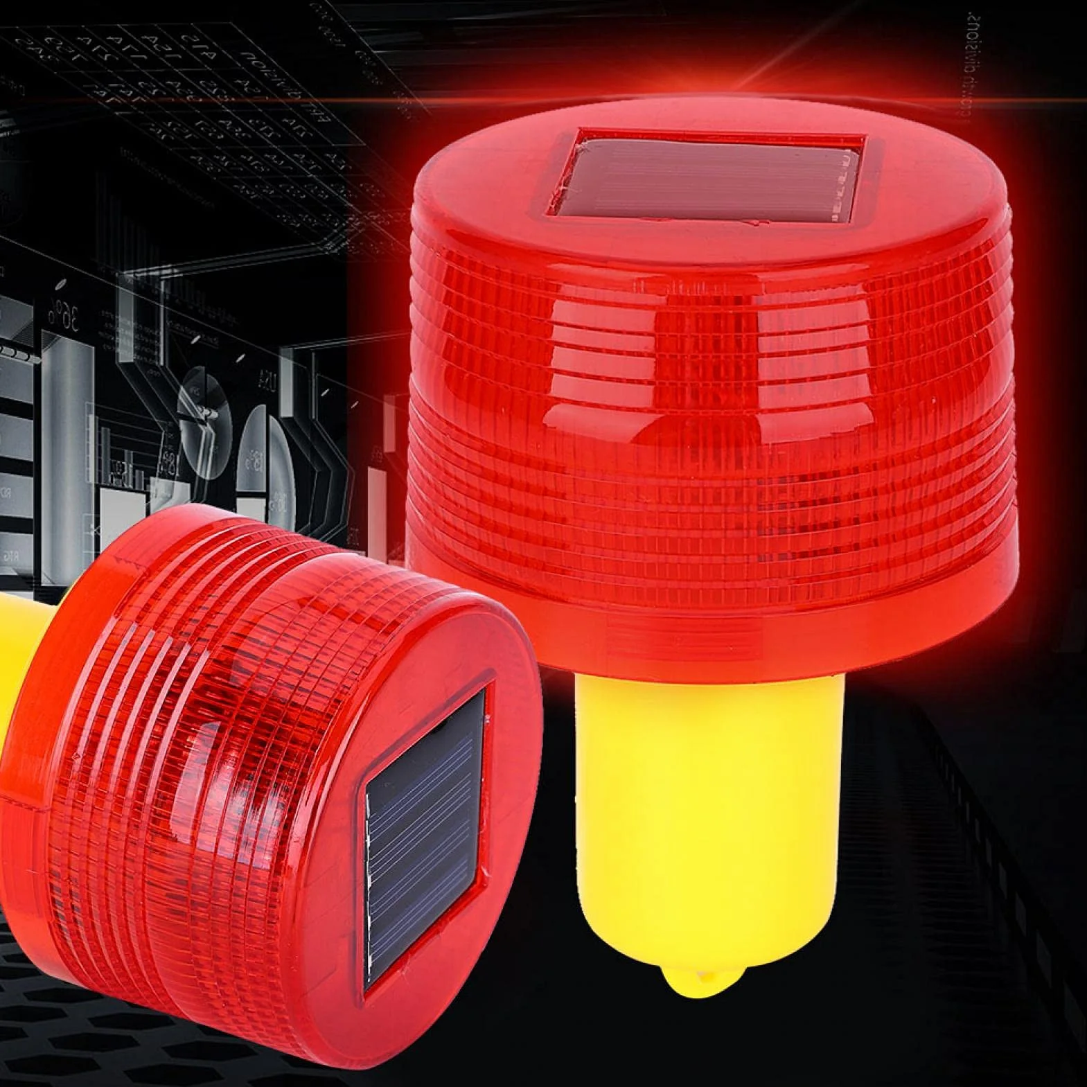 Solarna lampa ostrzegawcza LED, 1 szt. 300A plastikowa super jasna słoneczna dioda stroboskopowa ostrzegawcza lampa błyskowa lampa alarmowa do tralek drogowych łódź drogowa czerwone światło