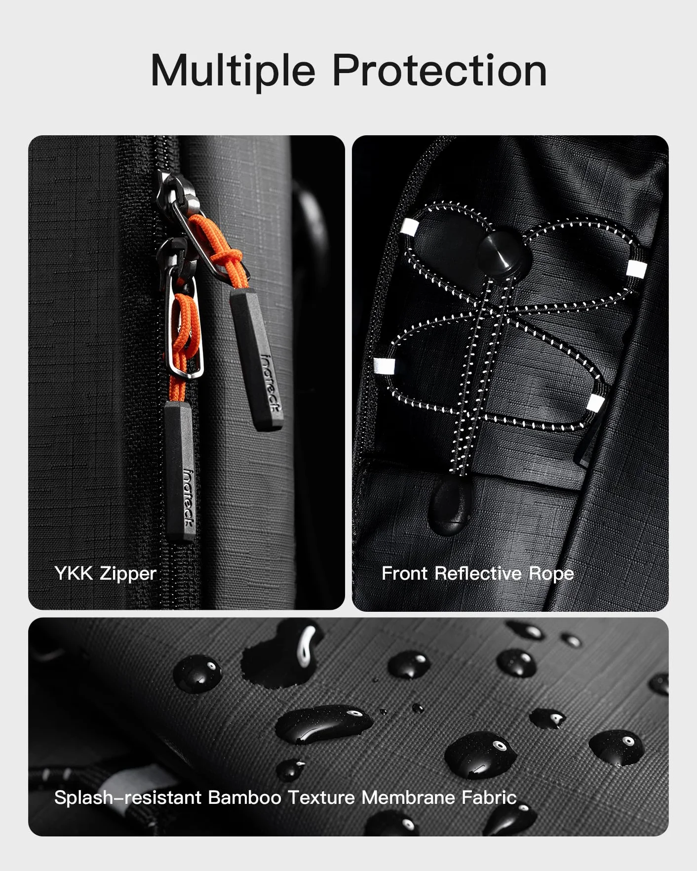 Inateck Sling Bag X-Row, lekka męska torba na ramię, odporna na zachlapanie wodą, torba na klatkę piersiową, na wędrówki, podróże, spacery, czarny, 18.5 x 7 x 28.5 cm, Minimalistyczny