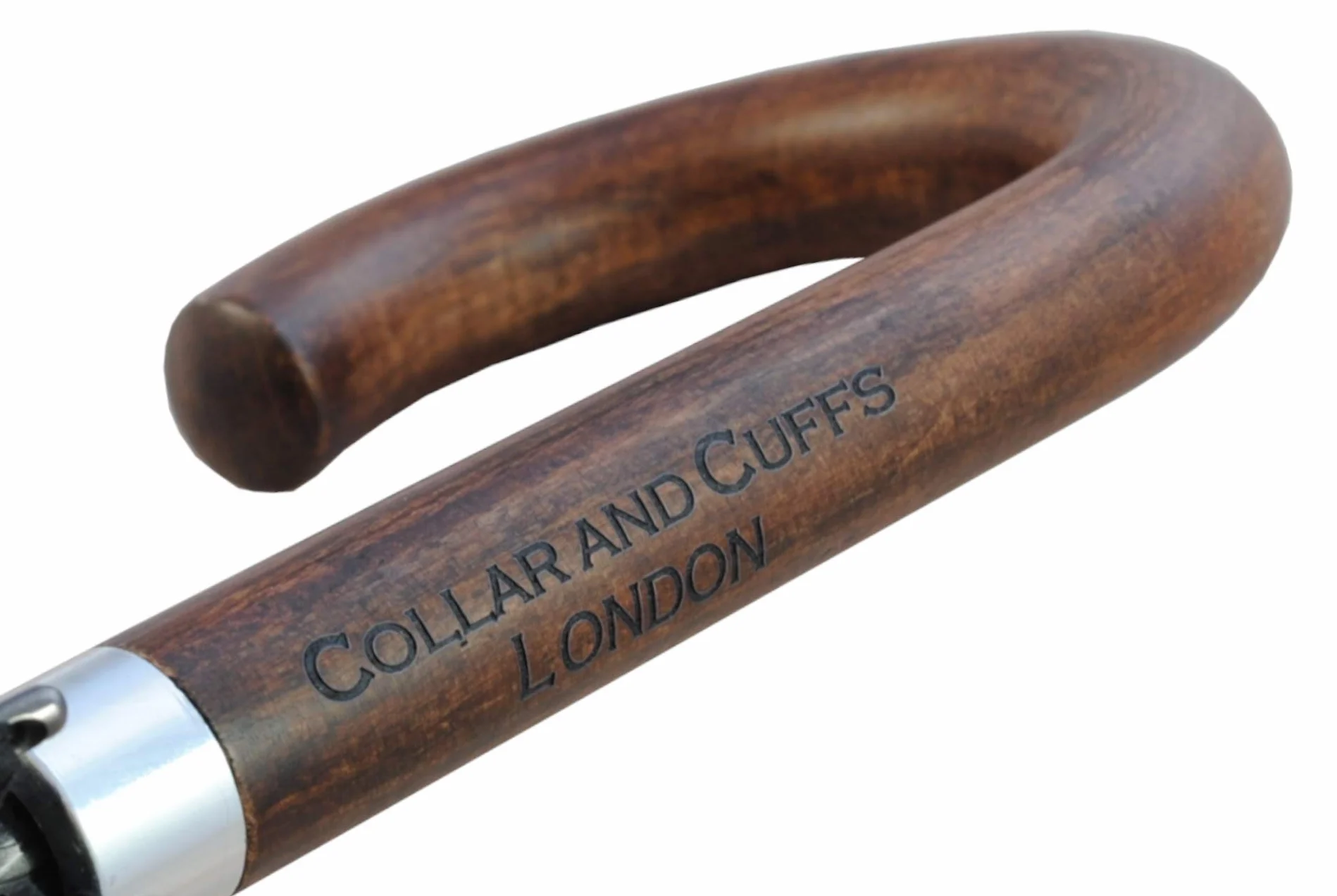COLLAR AND CUFFS LONDON - Wiatroszczelny parasol z 24 żebrami dla super wytrzymałości - 60 km/h bardzo mocny - potrójna warstwa wzmocniona rama z włókna szklanego - drewniany uchwyt haka -