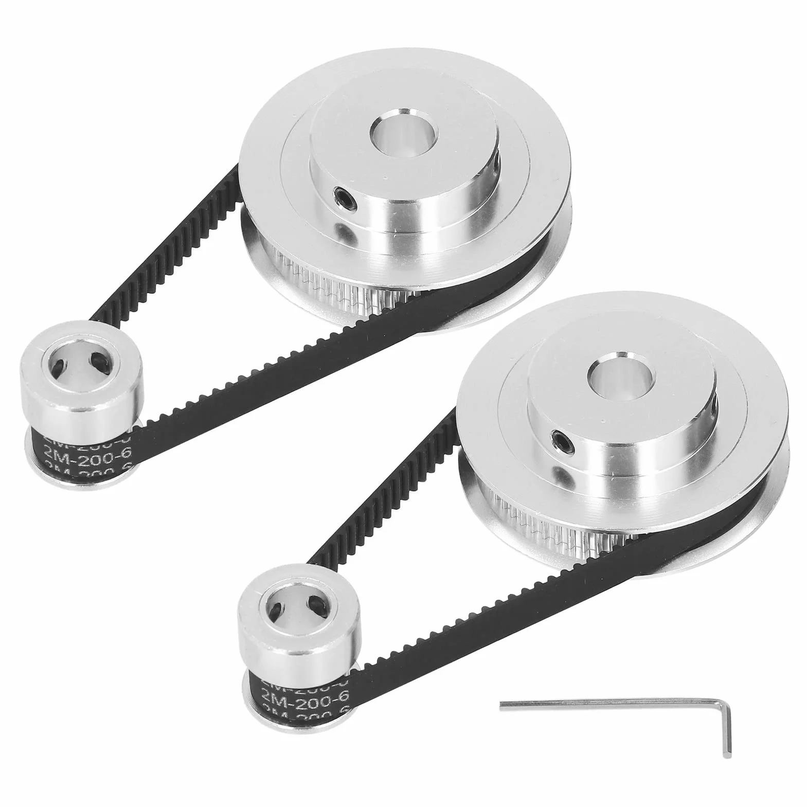 2-pakowe Koło Synchroniczne - Elastyczny, Zamknięty Pasek Rozrządu 20T 60T, Koło Rozrządu ze Stopu Aluminium Długość 200mm, Szerokość 6mm(8mm/0.31in otwór)