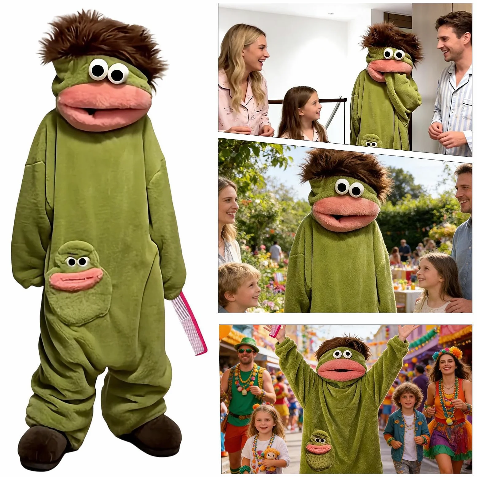 Alberner Onesie dla dorosłych, zabawny kostium Onesie z szerokimi ustami – kostium Sleepwear Cosplay Piżama dla kobiet i mężczyzn, do domu, salonu, łazienki