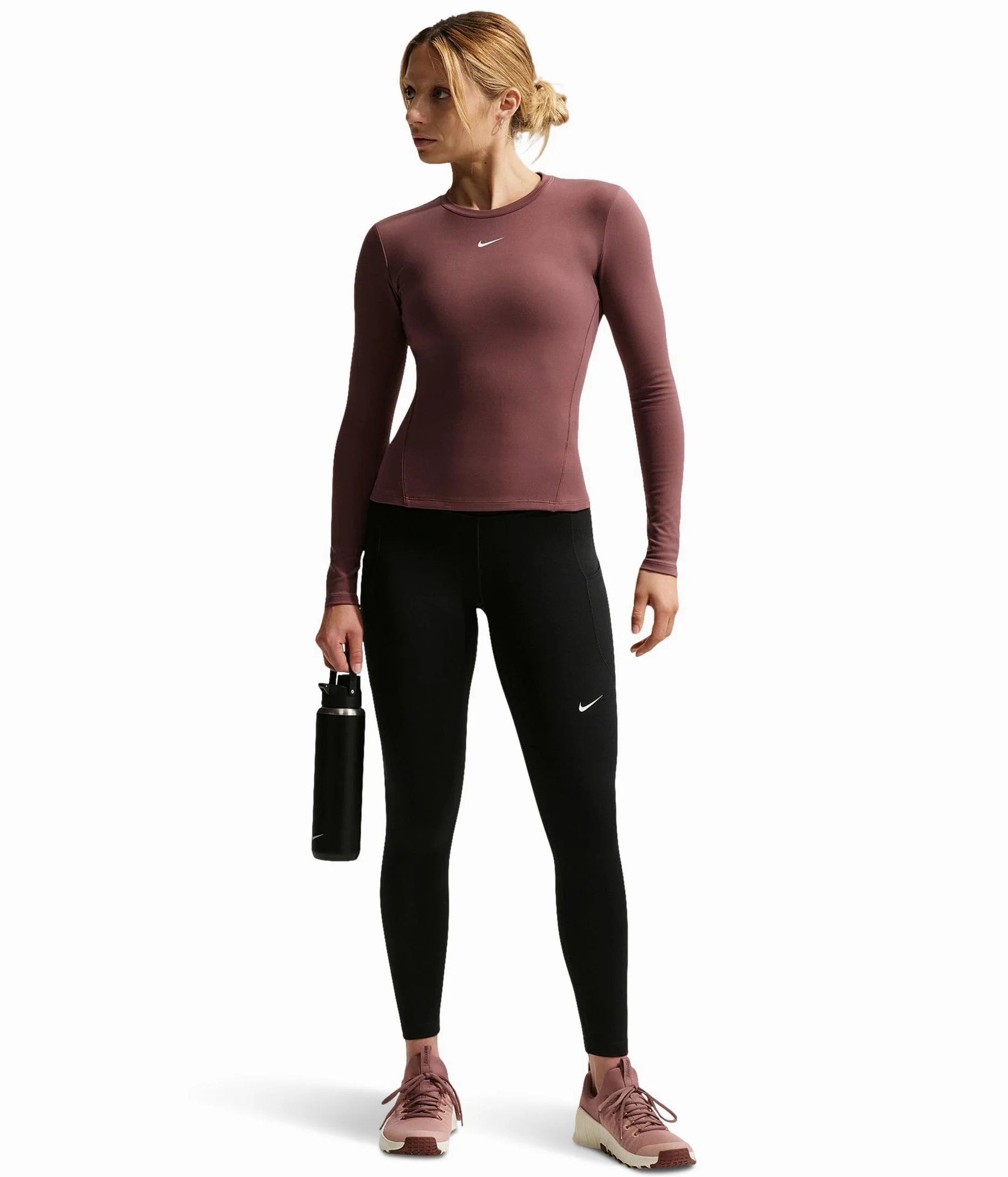 Nike Damskie legginsy Df One Hr 7/8 Pkt, czarny/biały, S