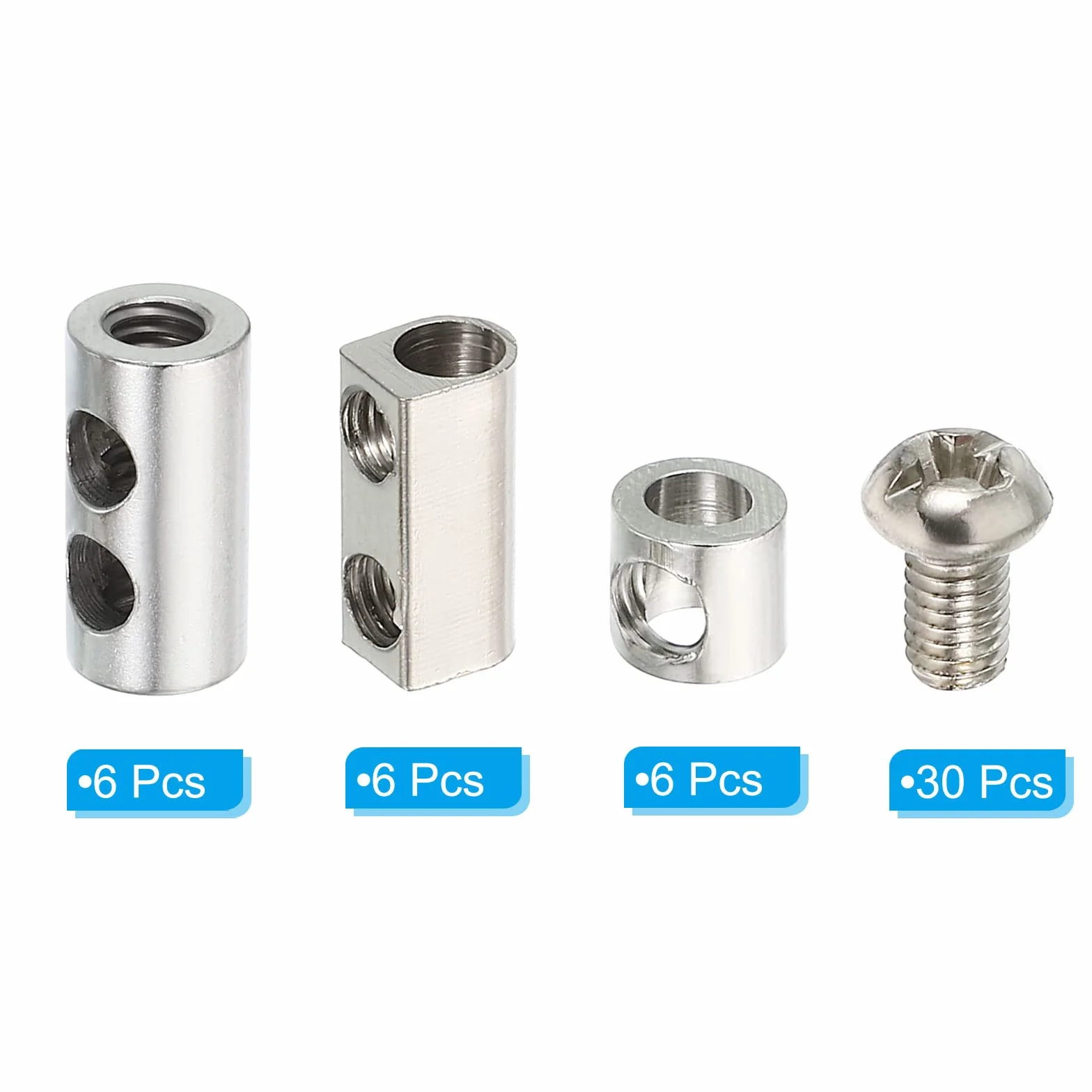 PATIKIL Klipsy do liny drucianej, 1 zestaw/18 szt. stalowych zacisków kablowych 3 mm 3,5 mm pojedyncze/podwójne otwory, zacisk do linek ze śrubami M3/M4 do kabli