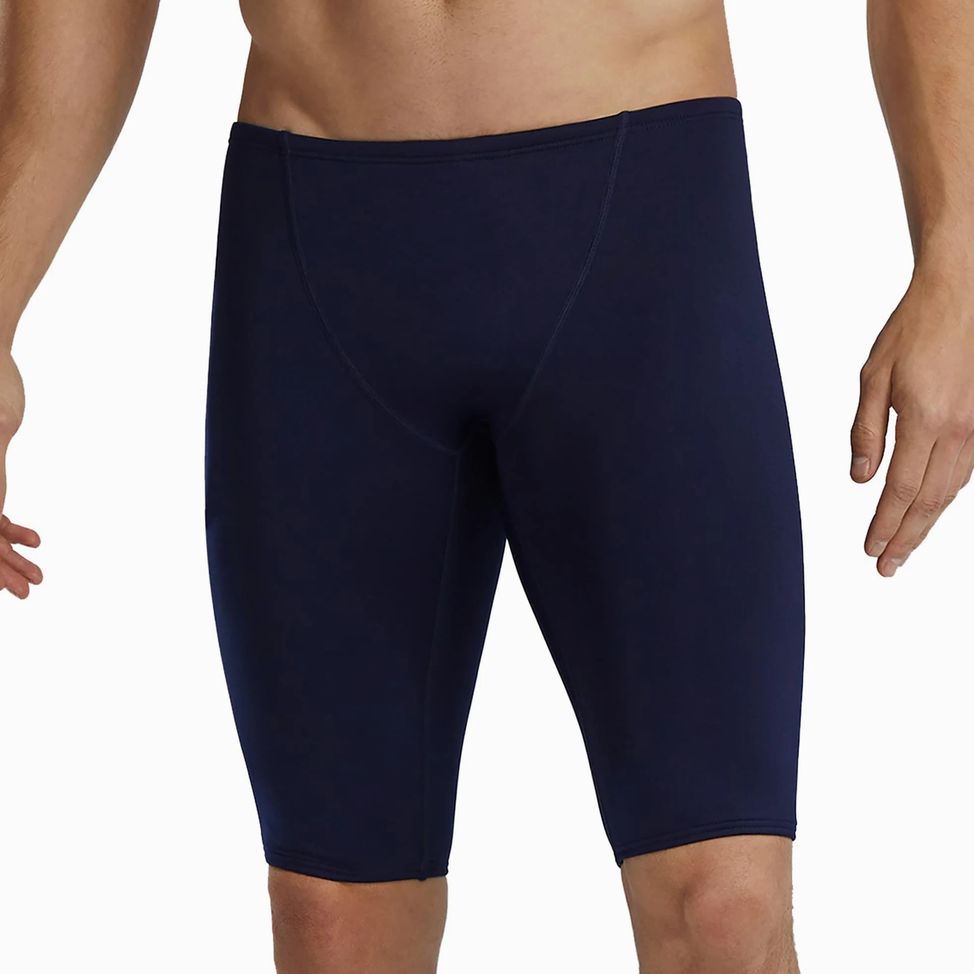 TYR Durafast Elite Solid Jammer Męskie kąpielówki, kolor granatowy/logo, rozmiar 42