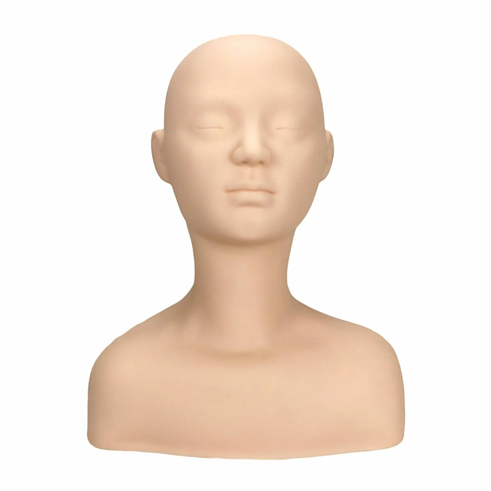 Soft Silicone Massage Training Mannequin Head With Shoulder Professional Cosmetology Make Up Practice Doll Head For Hairdressers(One Message Head A)