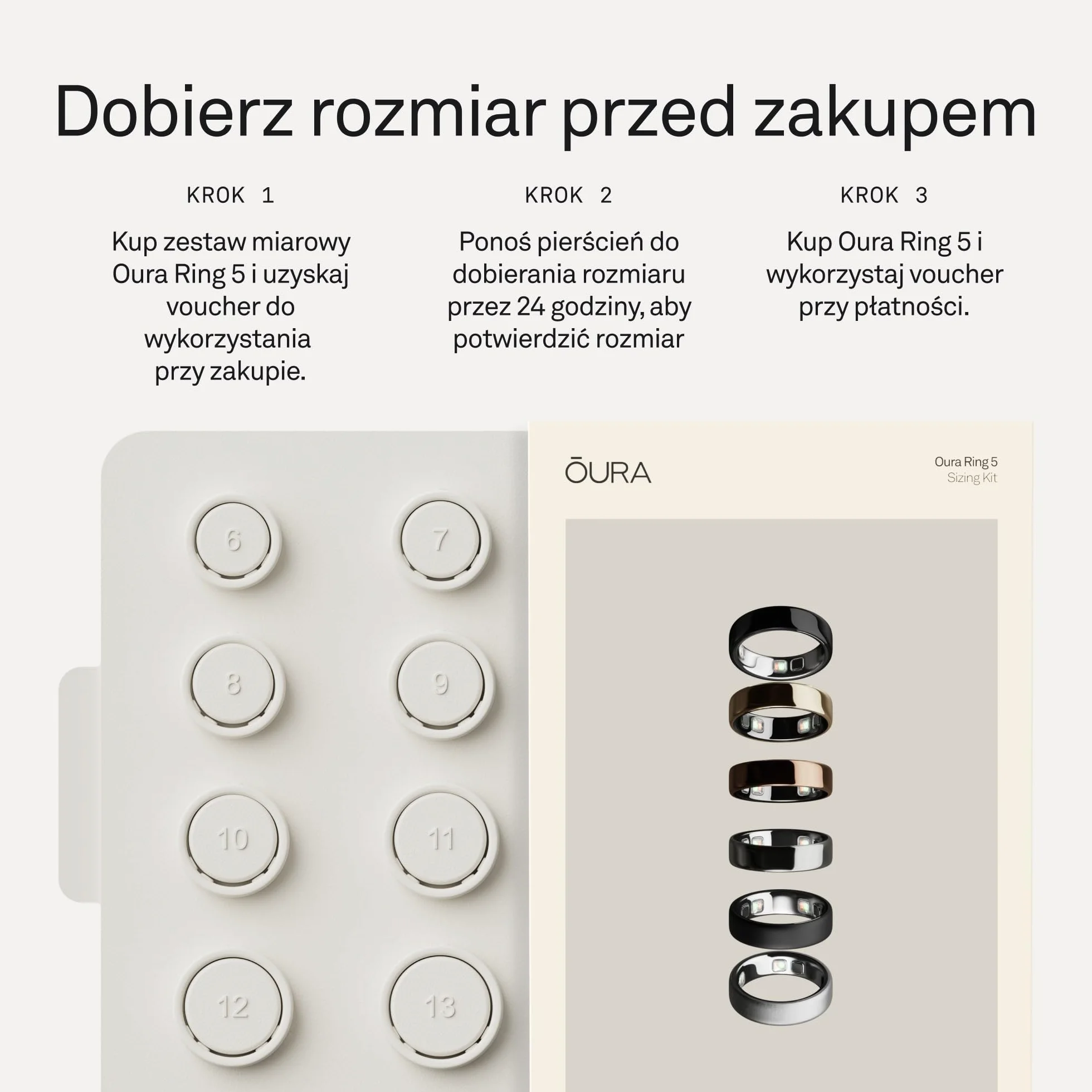 Oura Ring 5 Zestaw miarowy – Unikalne rozmiary pierścieni