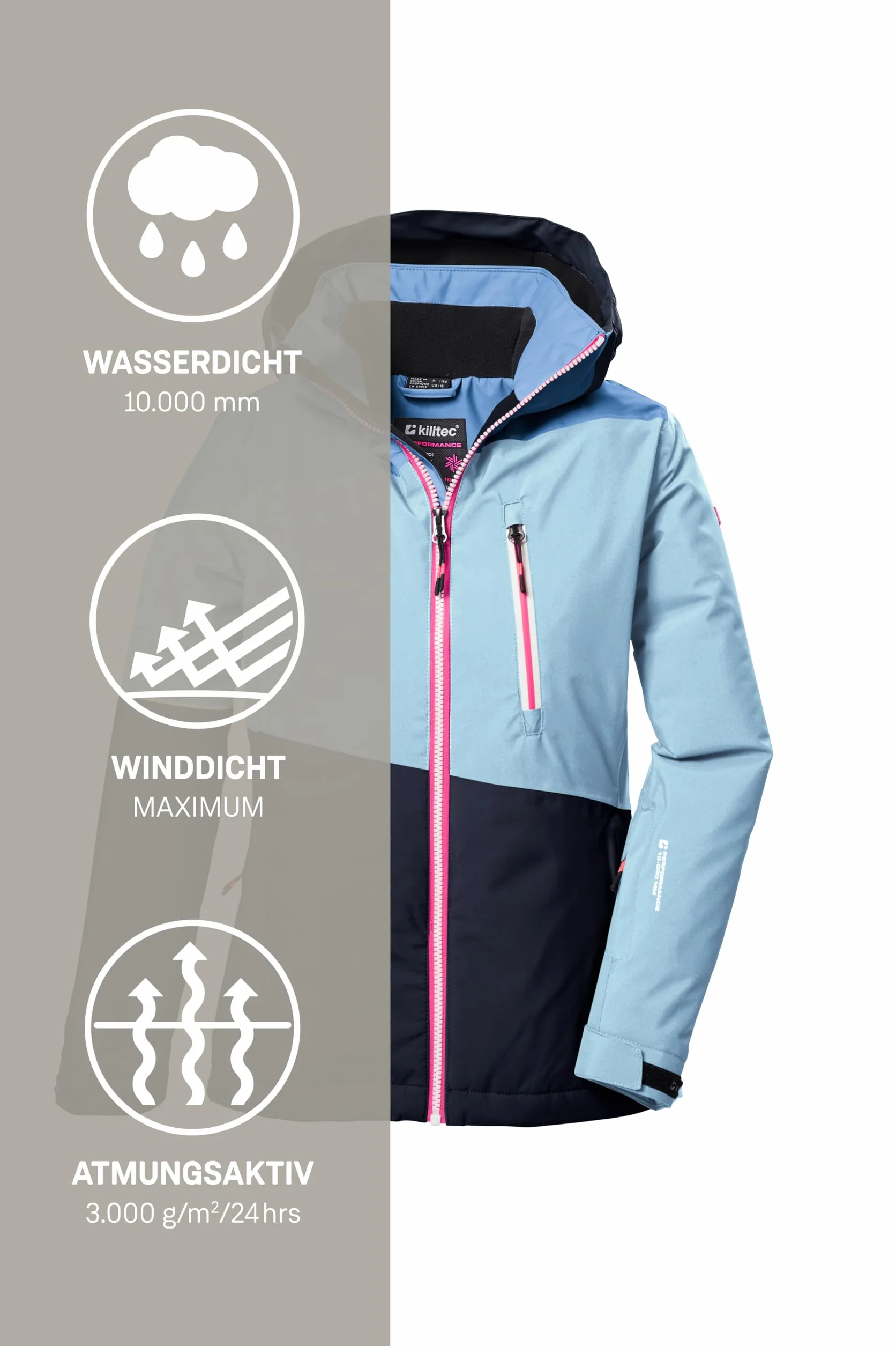 Killtec Kurtka narciarska/kurtka funkcyjna z kapturem i łapaczem śniegu Dziewczynki Ksw 331 Grls Ski Jckt