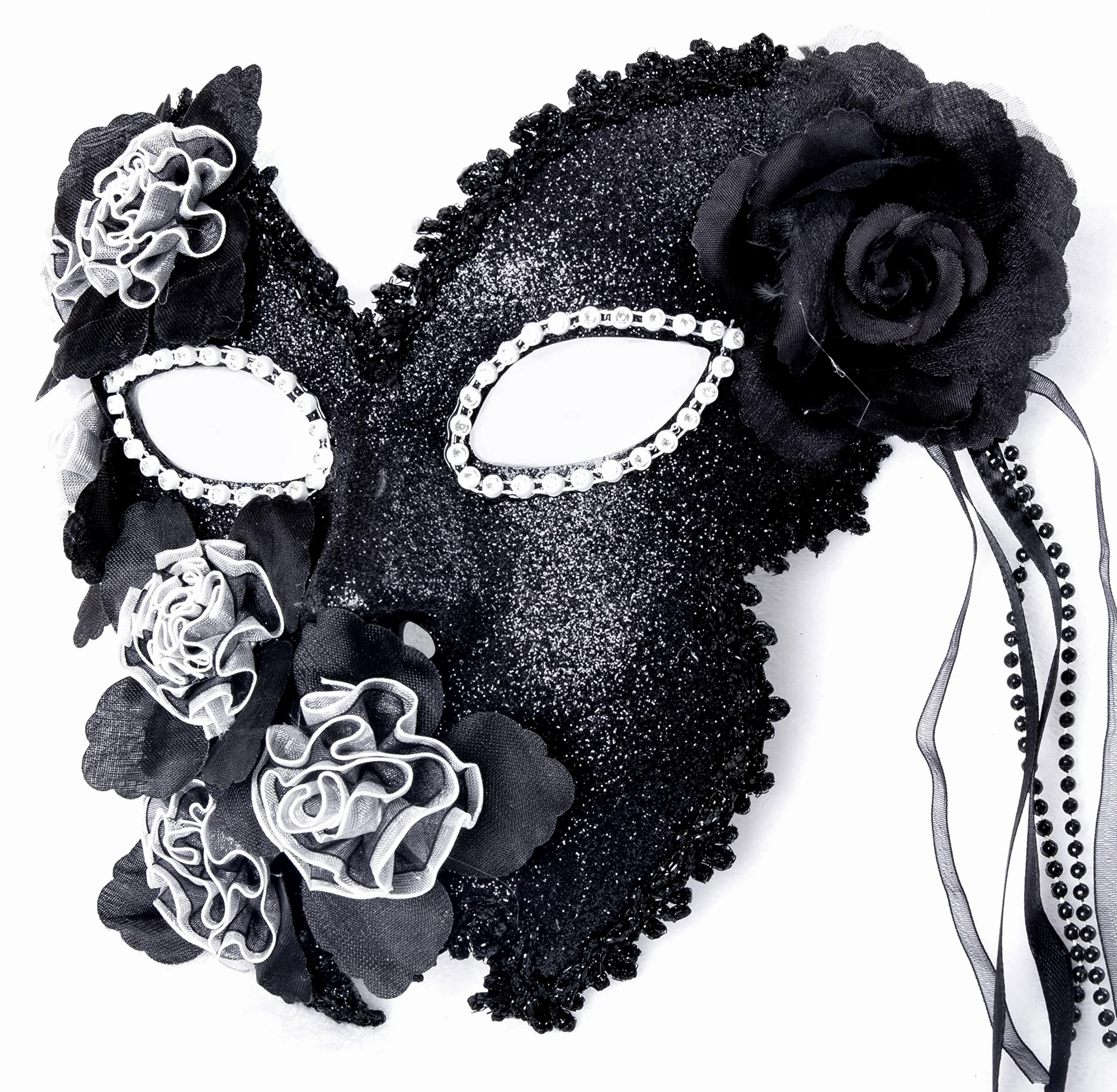 Halloweenowa maskarada maska wenecka kostium maska z piórami maska maskaradowa Halloween karnawał cosplay impreza maska na całą twarz (czarno-biała)