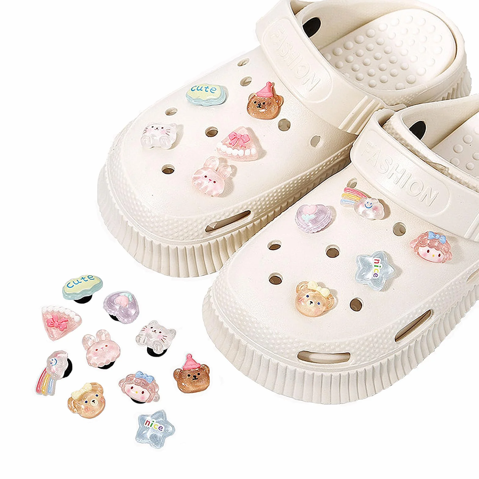 10 sztuk uroczych przypinek z kreskówek, przypinki do butów, naklejki Crocs, Charms z kreskówki, 10 sztuk, 1, Glina polimerowa, Agat