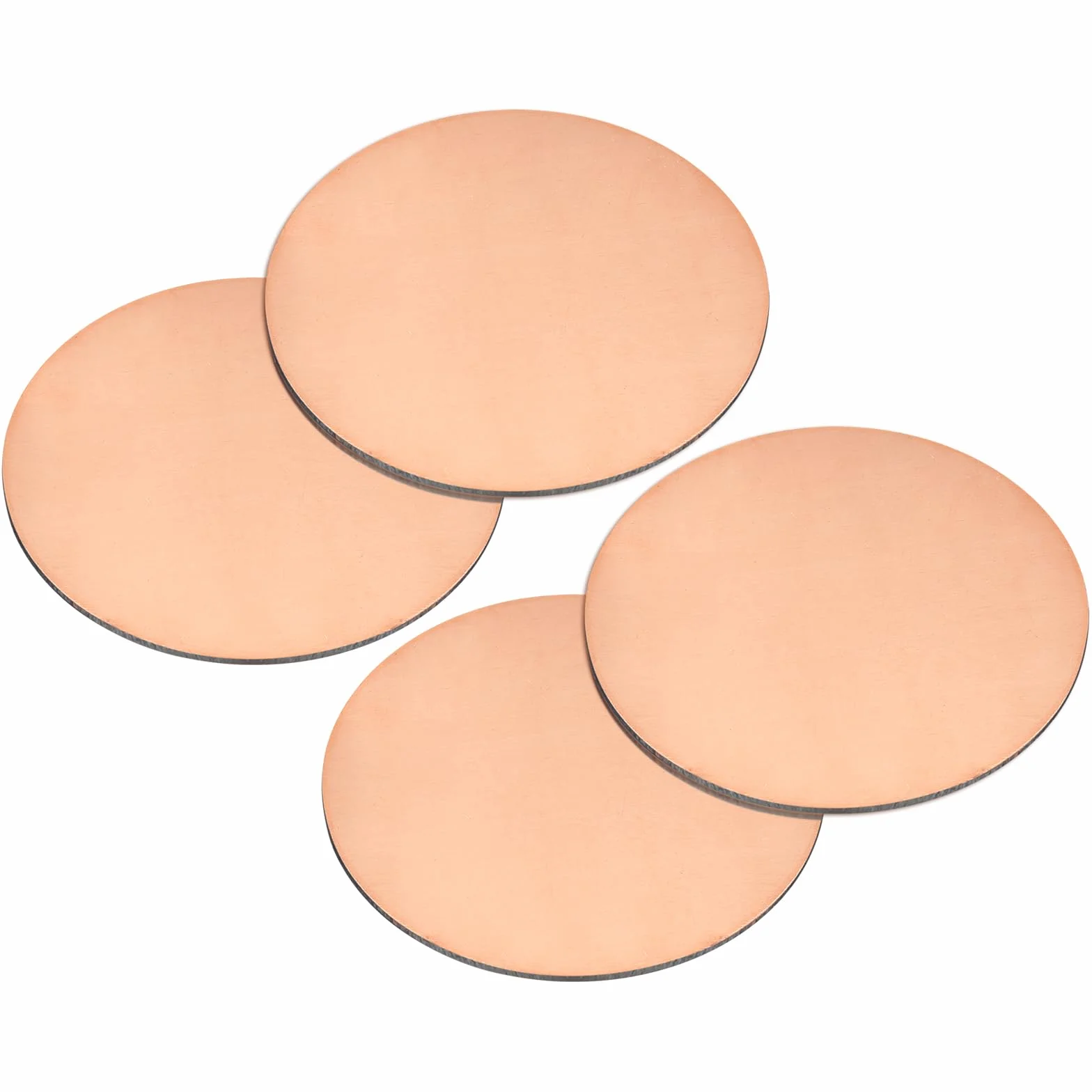 QUARKZMAN 4 sztuki płytek miedzianych o średnicy 50 mm, grubość 0,8 mm, okrągłe blachy metalowe, nr 20 T2, miedziane, różowe złoto, okrągłe, miedziane płytki do rzemiosła, napraw elektrycznych