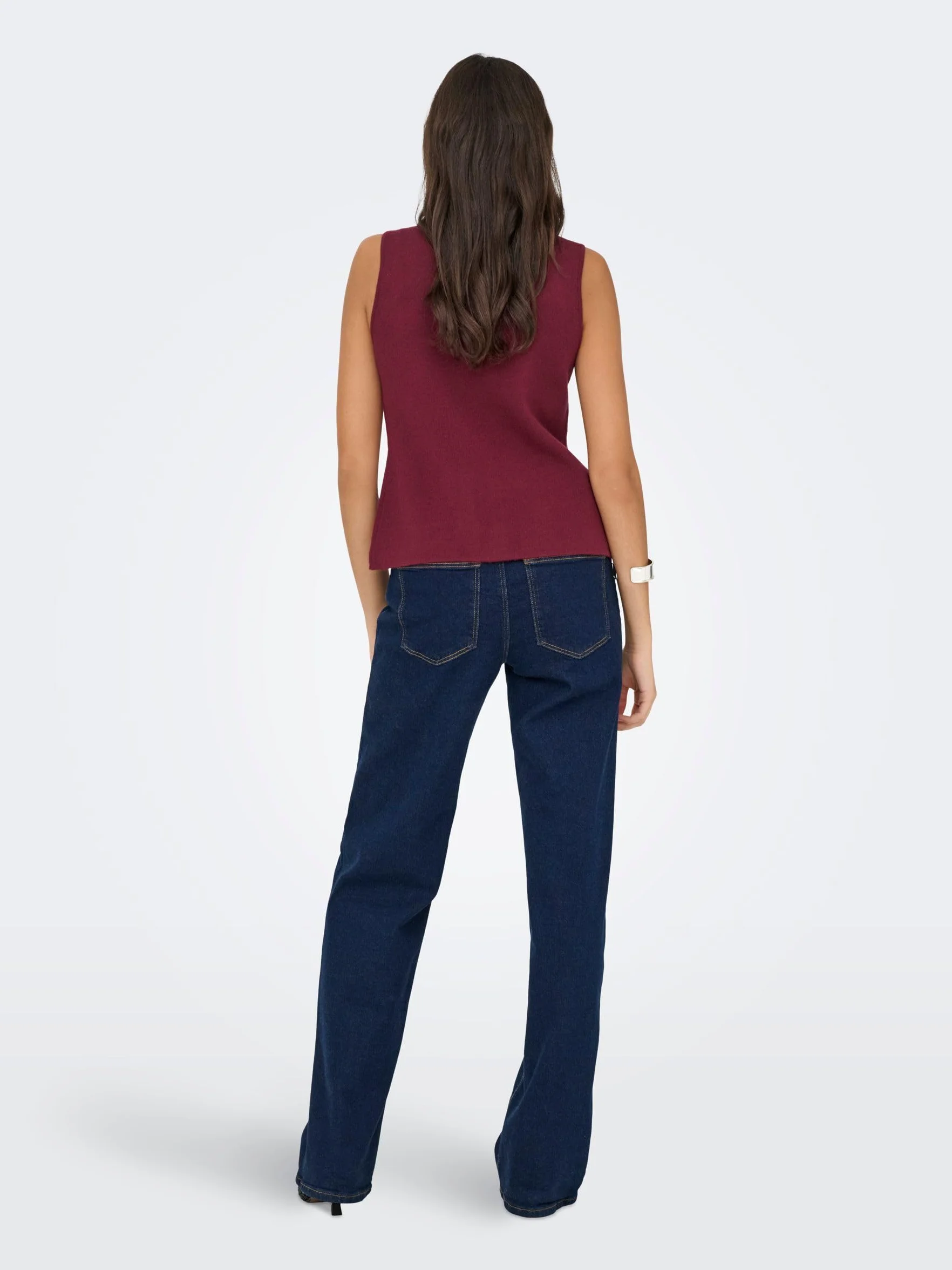 Onlibi Button Sl Vest Cc Knt Zinfandel S